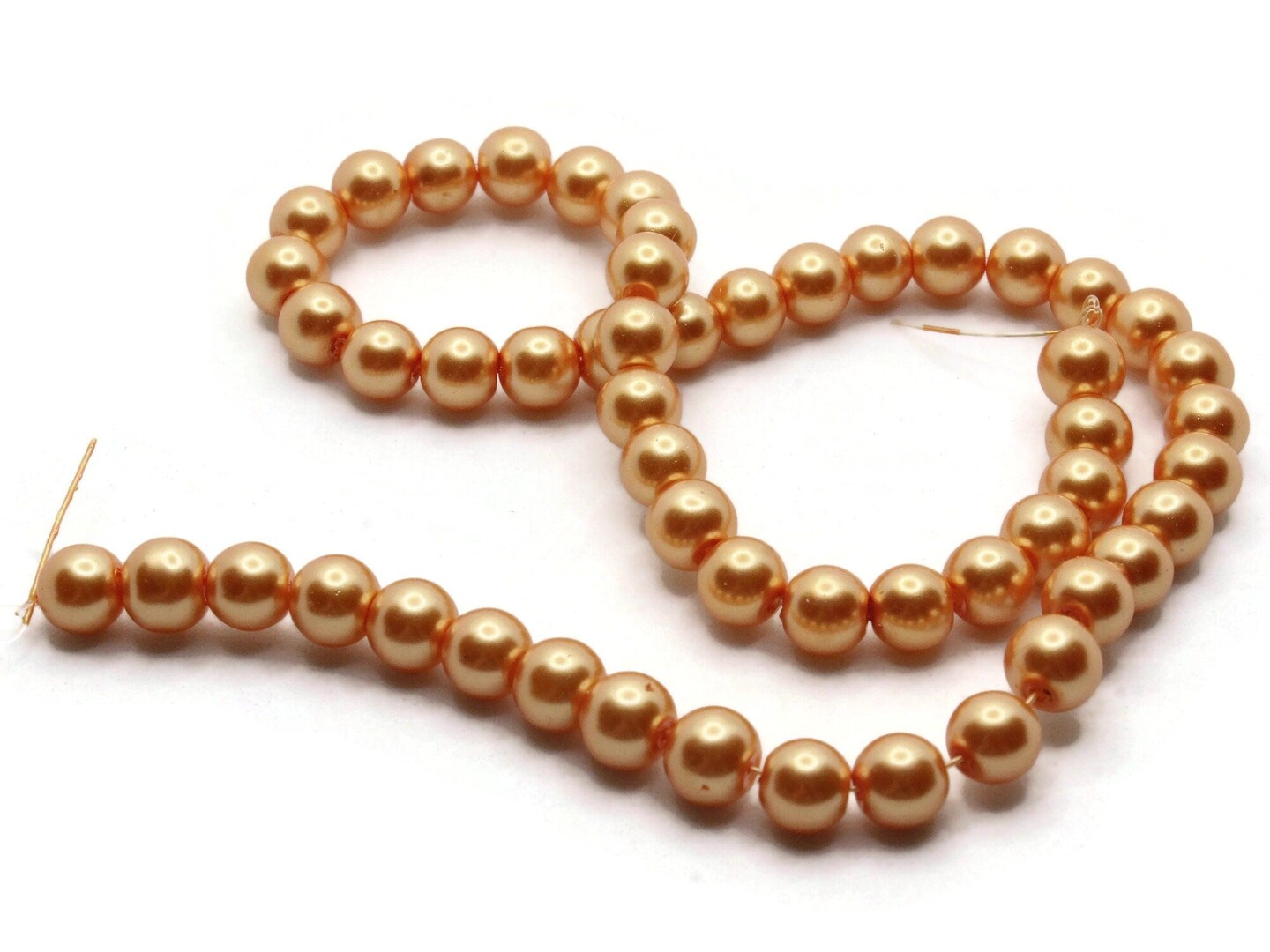53 8mm Orange Glass Round Pearl Beads