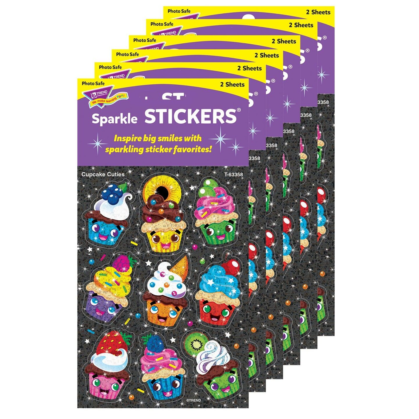 Cupcake Cuties Sparkle Stickers&#xAE;, 18 Per Pack, 6 Packs