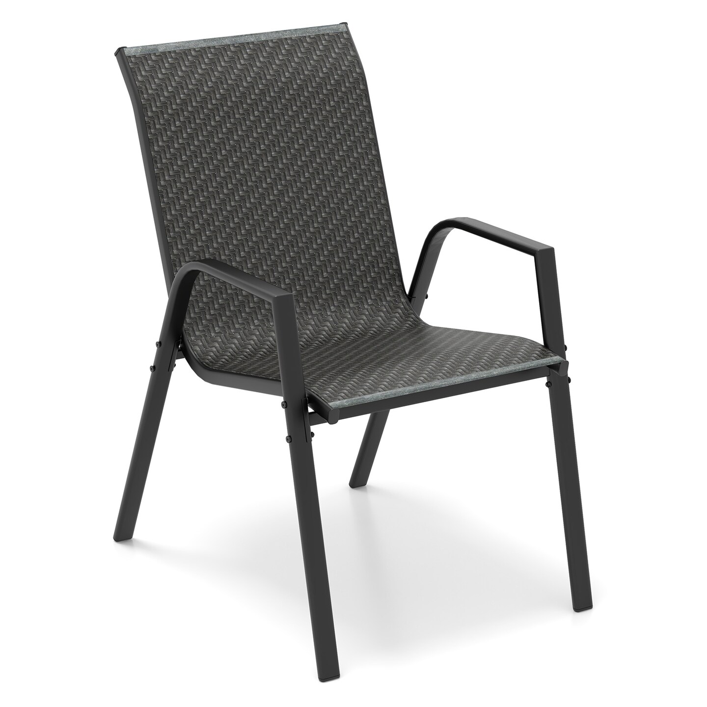 4 Piece Patio Rattan Dining Chairs With Wicker Woven Seat And Back For Backyard Front Porch