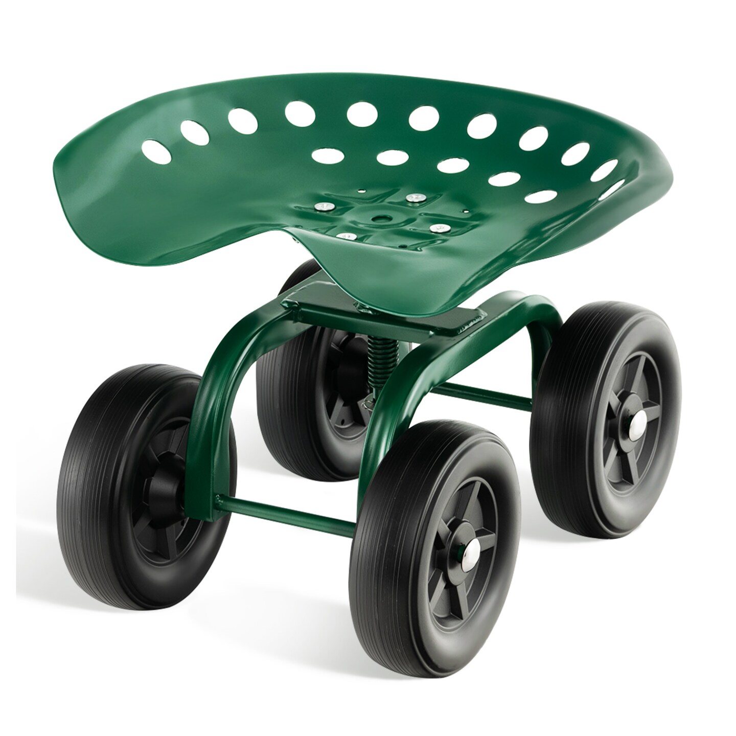 Garden Rolling Workseat with 360&#xB0;Swivel Seat and Adjustable Height-Green