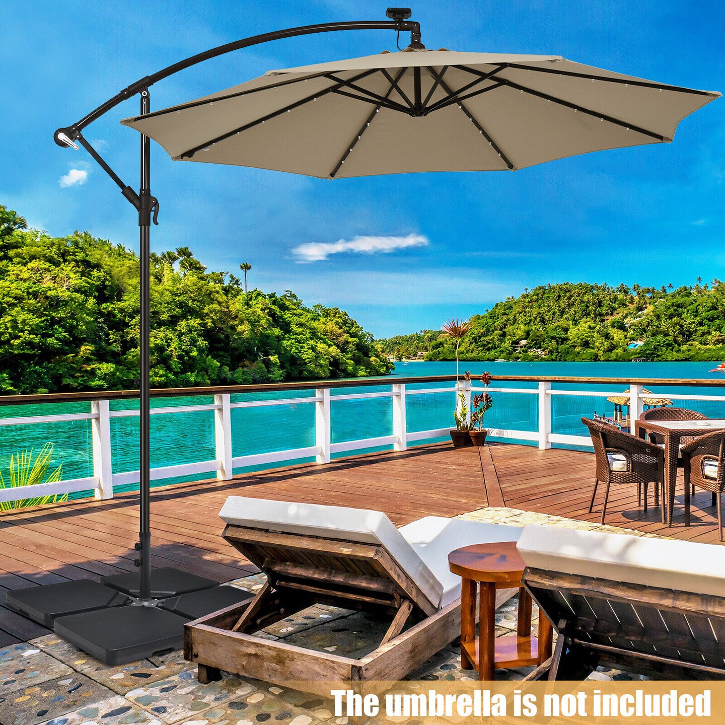 4 Pieces 13L Cantilever Offset Patio Umbrella Base with Easy-Fill Spouts