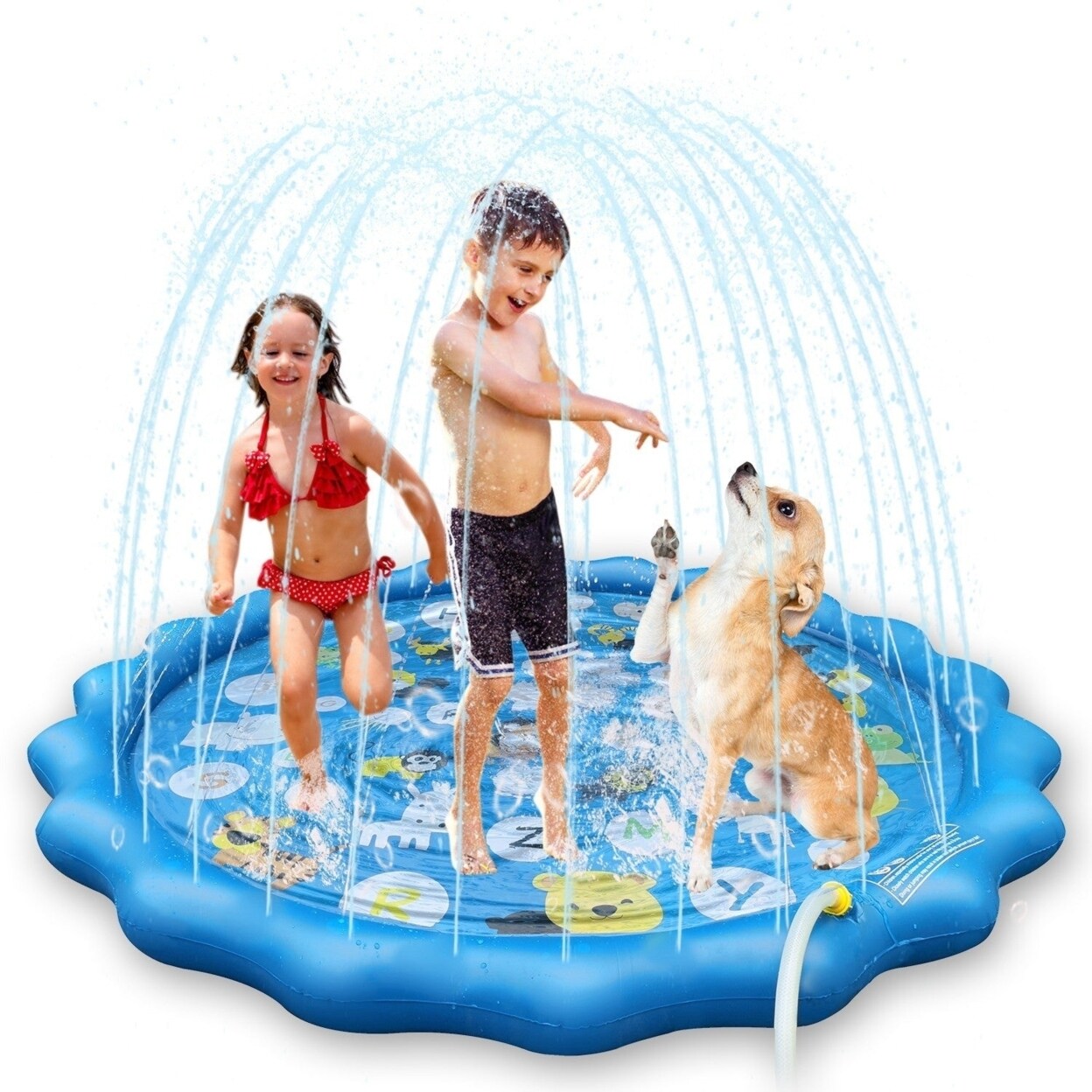 SKUSHOPS Sprinkler Splash Pad For Kids 68IN Inflatable Blow Up Pool Sprinkle Play Mat Summer Outdoor Water Toys