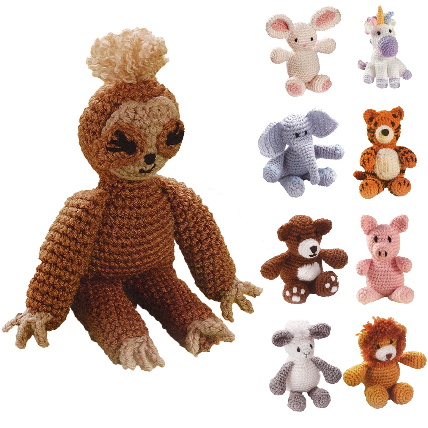 Leisure Arts Little Crochet Friend Animals Crochet Kit, Sloth, 8