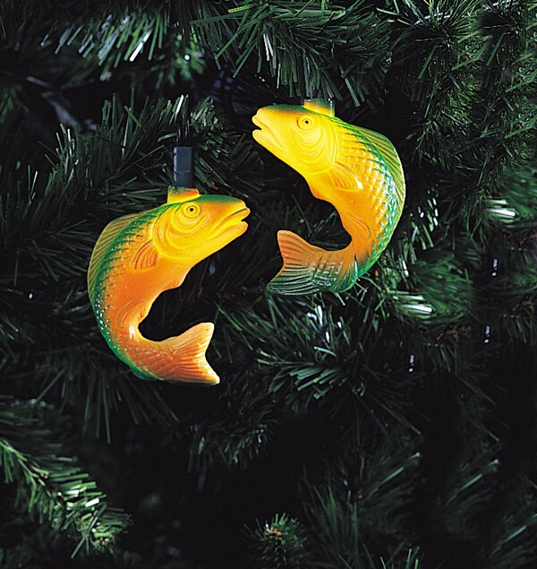 KSA Set of 10 Green Trout Fishing Christmas Lights - Green Wire