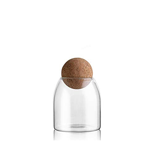 Clear Glass Bottle Kitchen Storage Jar with Cork Ball Airtight Lid