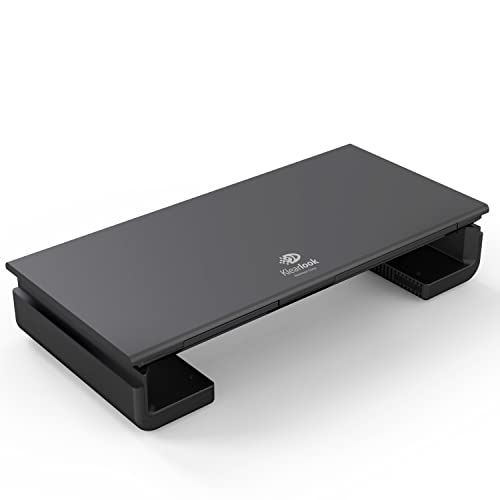 Monitor Stand Riser, Klearlook Foldable Computer Monitor Riser,Height Adjustable Computer Stand, Desk Shelf Riser with Storage Drawer &#x26; Tablet Phone Stand for Computer, Desktop, Laptop (Black)
