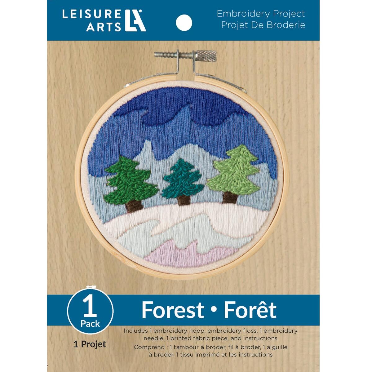 Leisure Arts Embroidery Kit 4&#x22; Snowy Forest (French) - Embroidery Kit For Beginners - For Adults Cross Stitch Kits Cross Stitch Kits Beginners Patterns