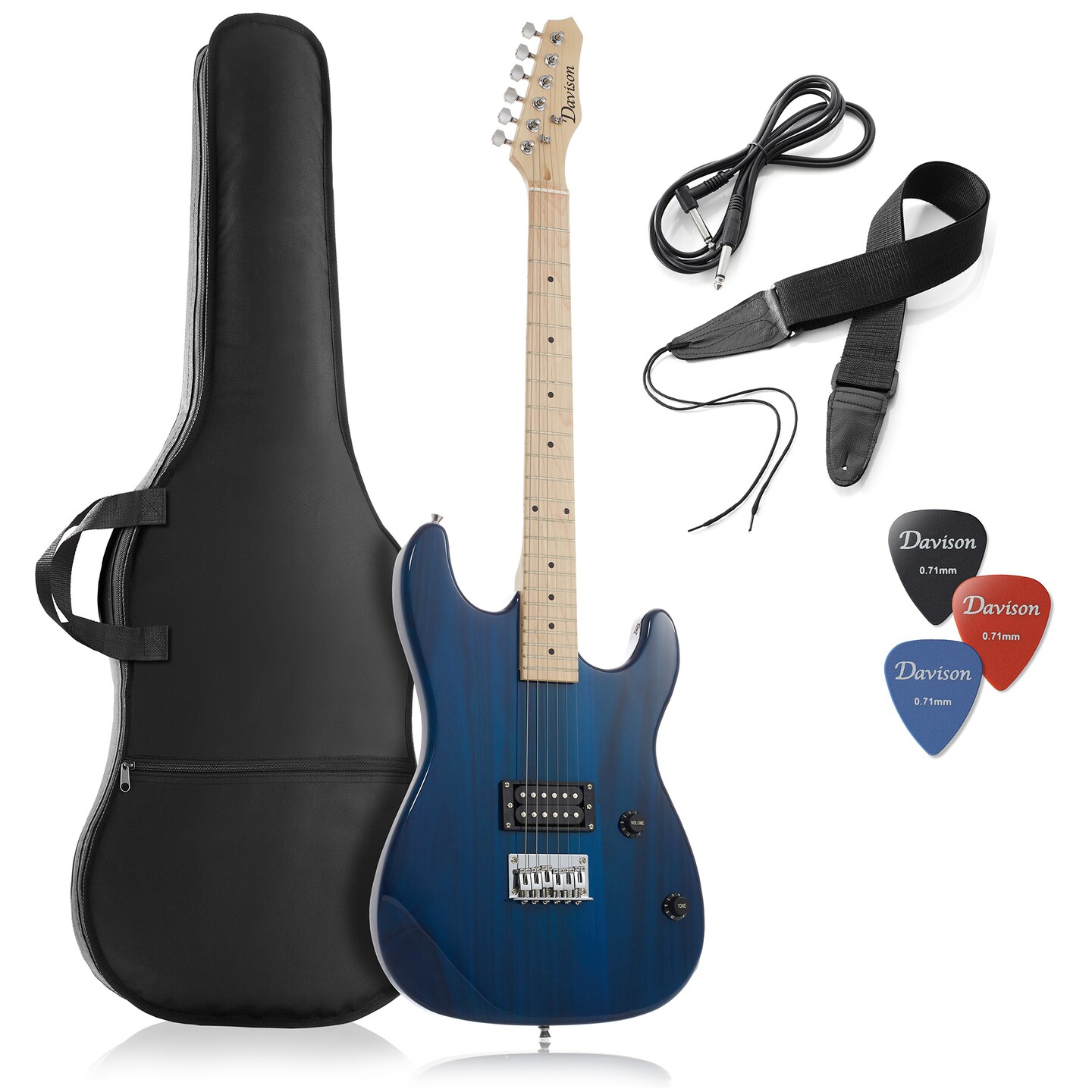 Davison Guitars 39" Full Size Electric Guitar - Right Handed Beginner Kit with Gig Bag and Accessories