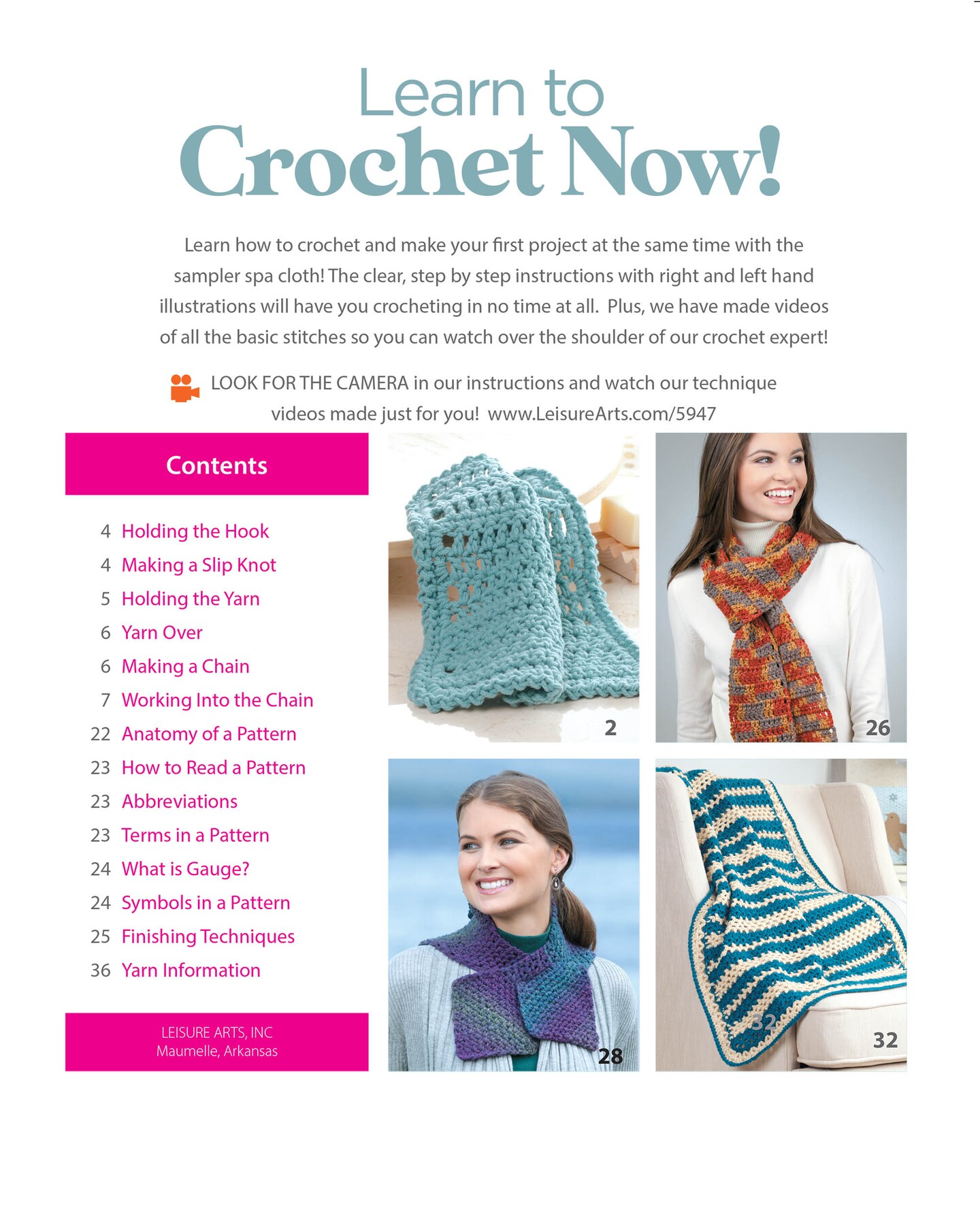 Leisure Arts Learn To Crochet NowithCrochet Book