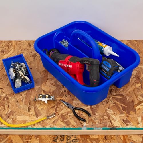 Plastic Tote Tool &#x26; Supply Cleaning Caddy with Handle, (18-3/8-Inch x 13-7/8-Inch x 9-Inch), Blue (09185BLUE)