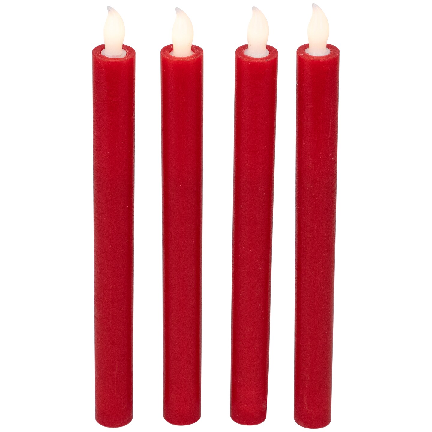 Northlight LED Flickering Flameless Taper Christmas Candles - 9.75&#x22; - Red - Set of 4