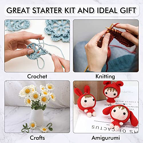 62 Acrylic Yarn Skeins, 2170 Yards Yarn for Knitting and Crochet, Includes 2 Crochet Hooks,2 Weaving Needles,10 Stitch Markers, Perfect Crochet Beginner Kit for for Adults Kids