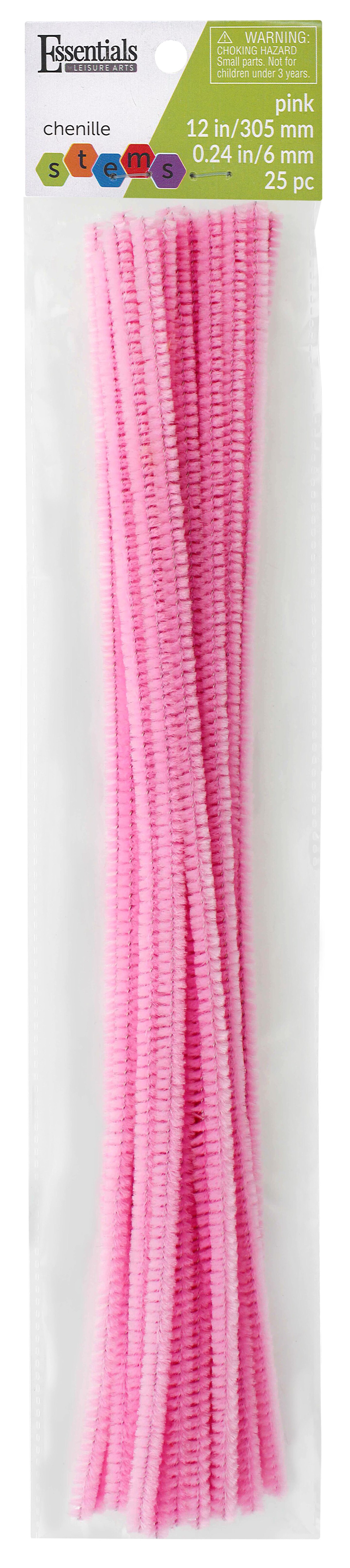 Essentials By Leisure Arts Arts Chenille Stem 12&#x22; 6mm Pink 25pc