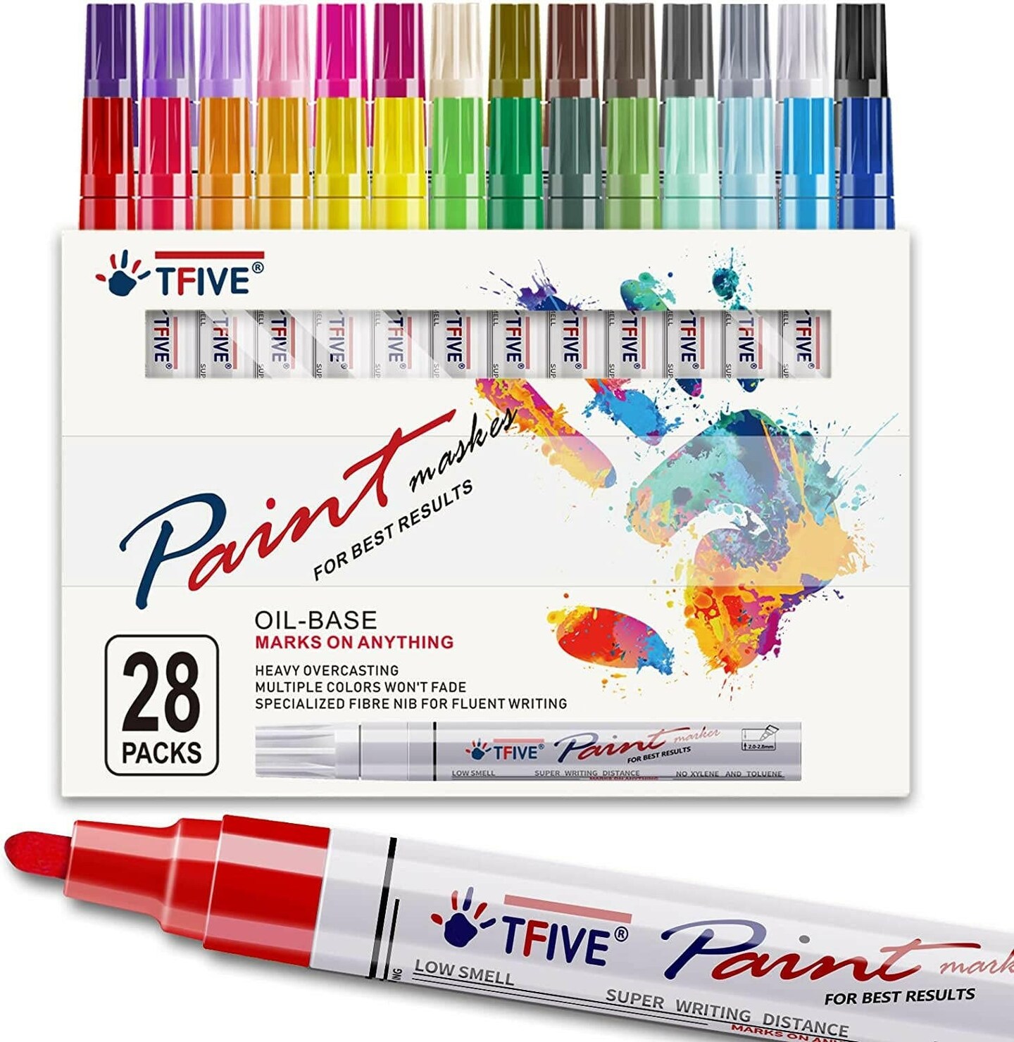 Paint Pens Never Fade Quick Dry and Permanent, Oil-Based Waterproof Marker  Set for Rock Painting, Ceramic, Wood, Fabric, Plastic, Canvas, Glass, Mugs,  DIY - TF001