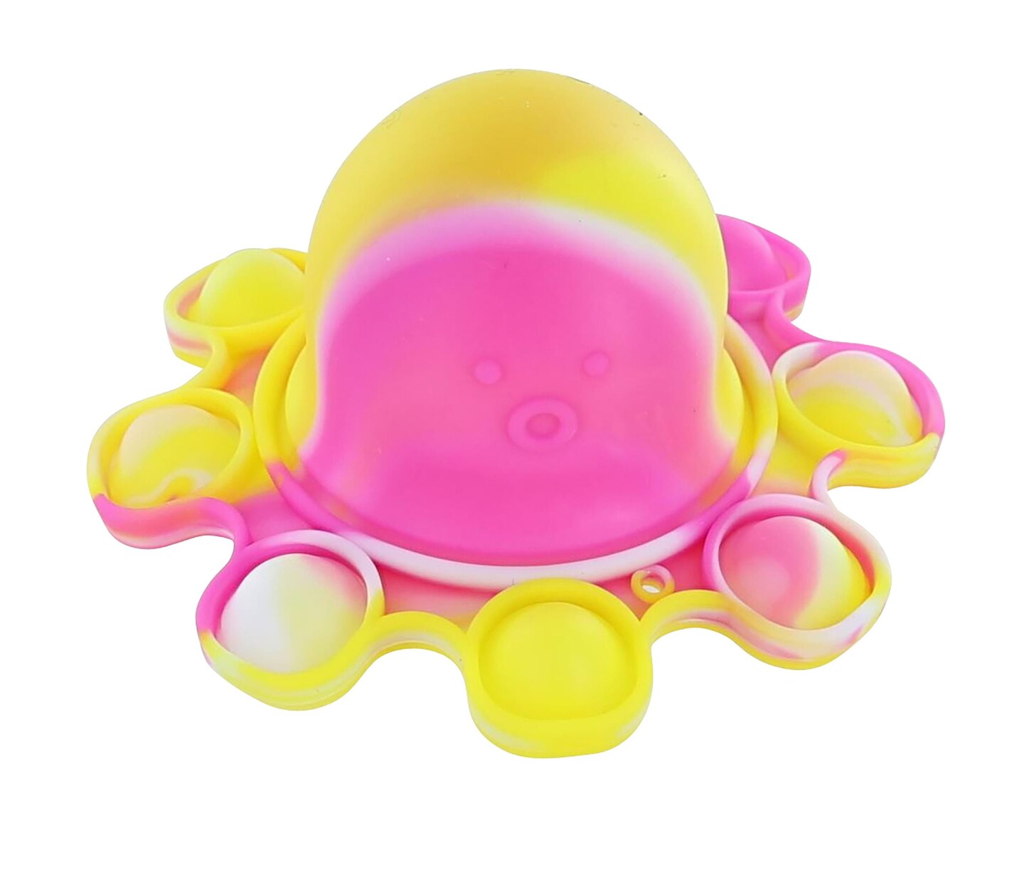 Pop Fidget Toy Yellow &#x26; Pink Octopus 8-Button Silicone Bubble Popping Game