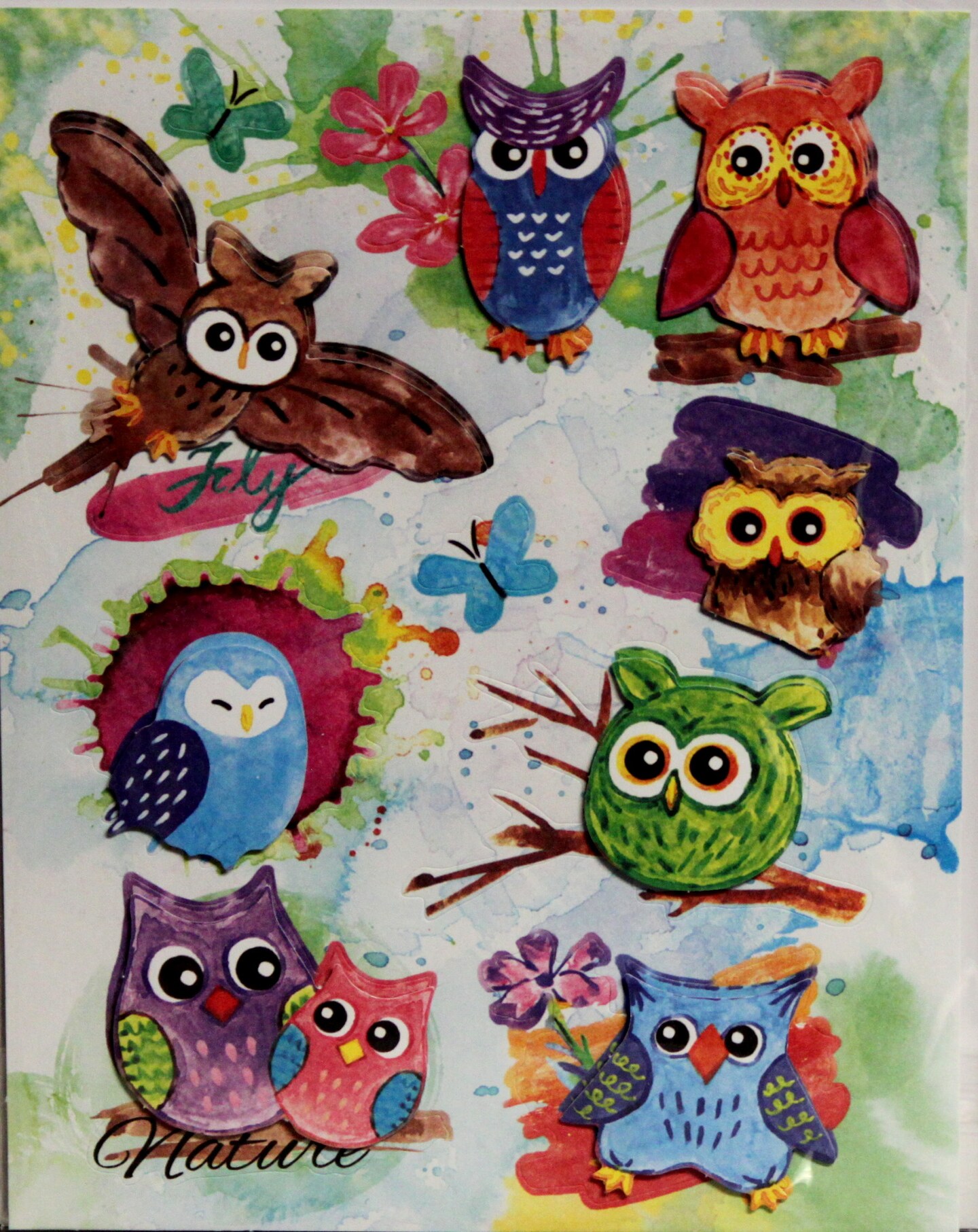 Designer Cute Owls Dimensional Stickers