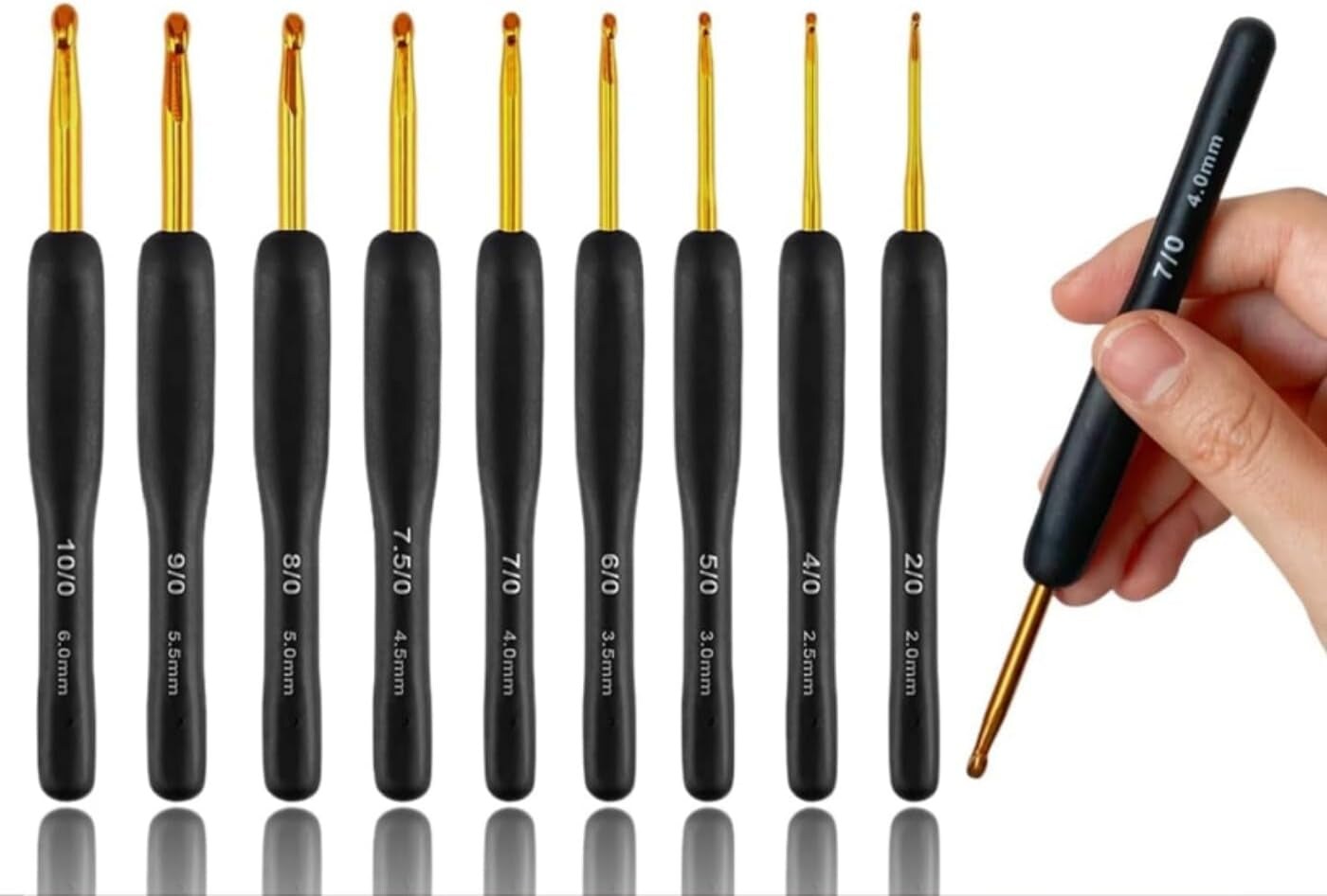 10Pcs Crochet Hooks Set,Small Crochet Hooks,Lace Crochet Hooks Set,Ergonomic Handle Lace Crochet Hooks Set for Arthritic Hands (0.6Mm-2.75Mm&#xFF09;