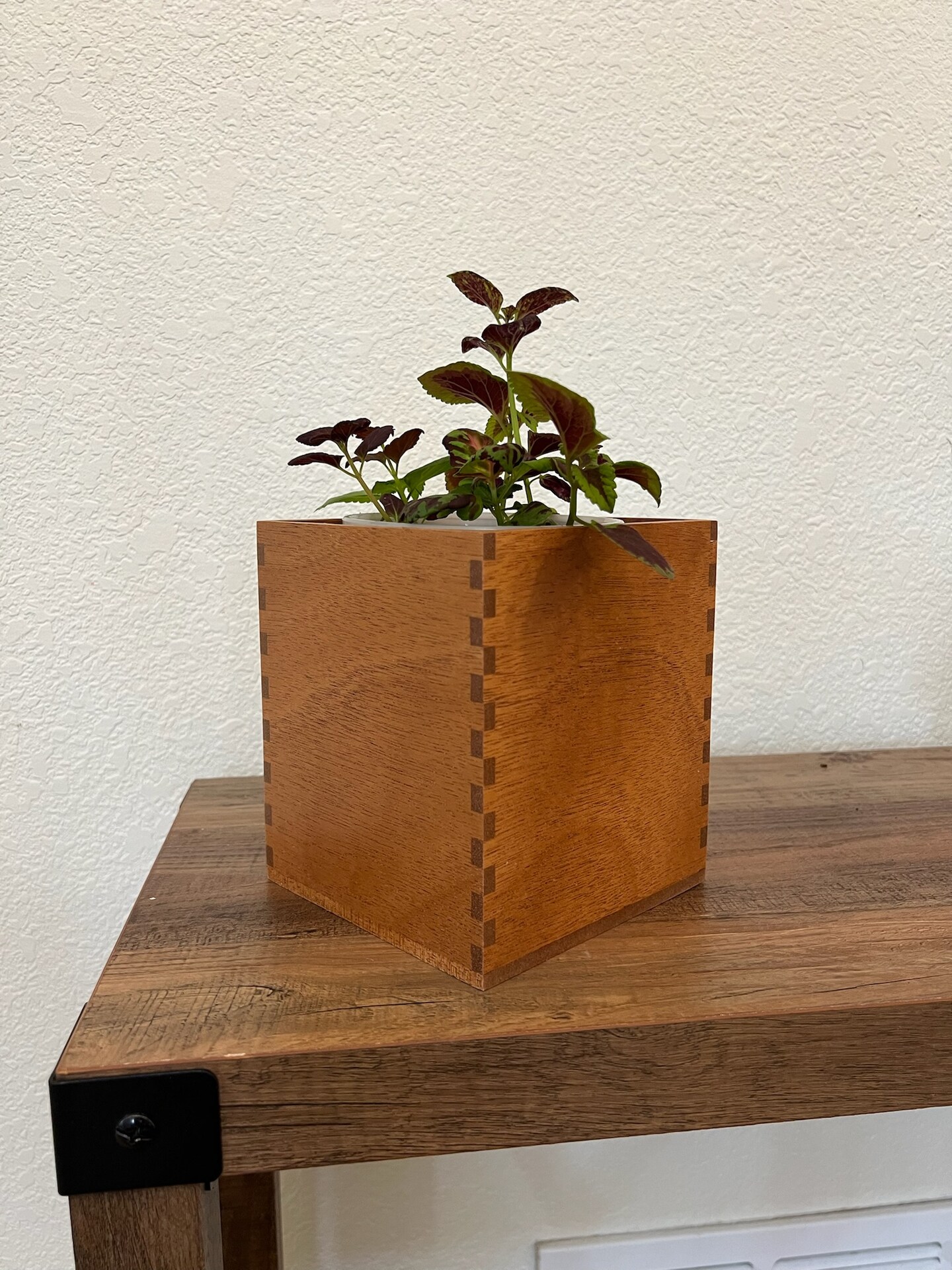 Handmade solid African mahogany hardwood for self-watering planters - indoor planter box - plant container - wooden box product 5