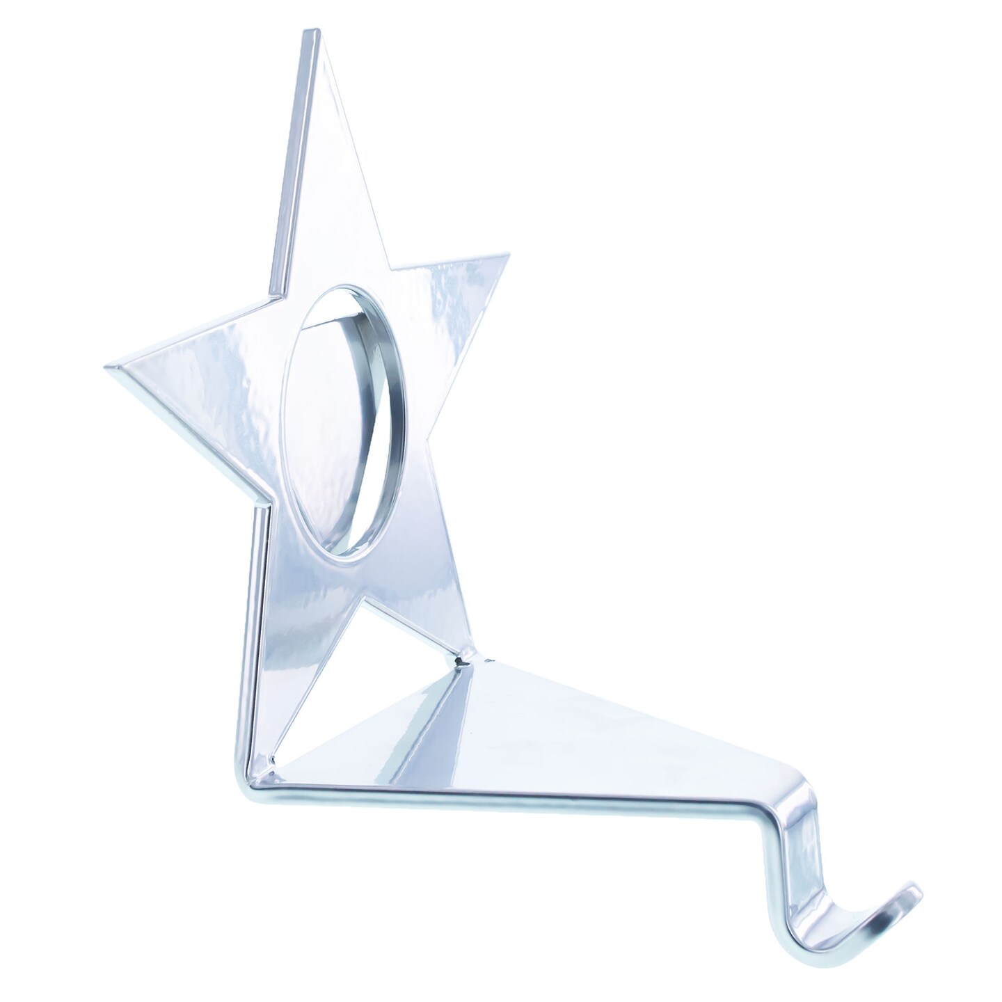 Insert your Picture Star Shape Solid Silver Metal Christmas Stocking Holder