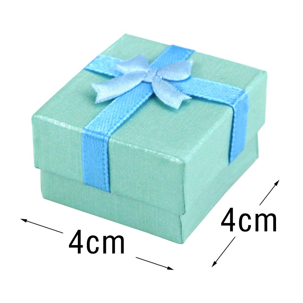 32 Pieces Assorted Jewelry Gifts Boxes, Jewelry Boxes Cardboard Ring Boxes Jewelry Storage Cube Satin Ribbons Bowknot For Anniversaries Weddings Birthdays (8 Colors, 1.57&#x22; x 1.57&#x22; x 1.06&#x22;)