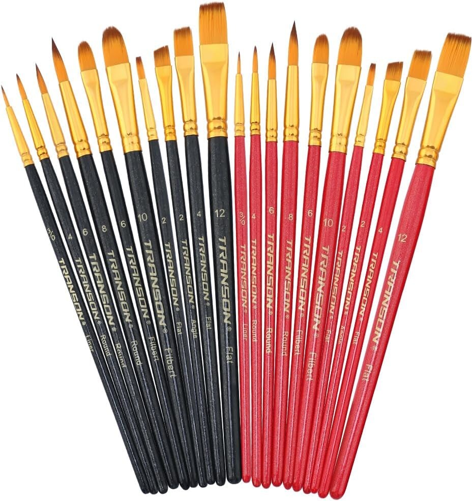 Premium Flat Paint Brushes Set - Acrylic, Gouache & Filbert