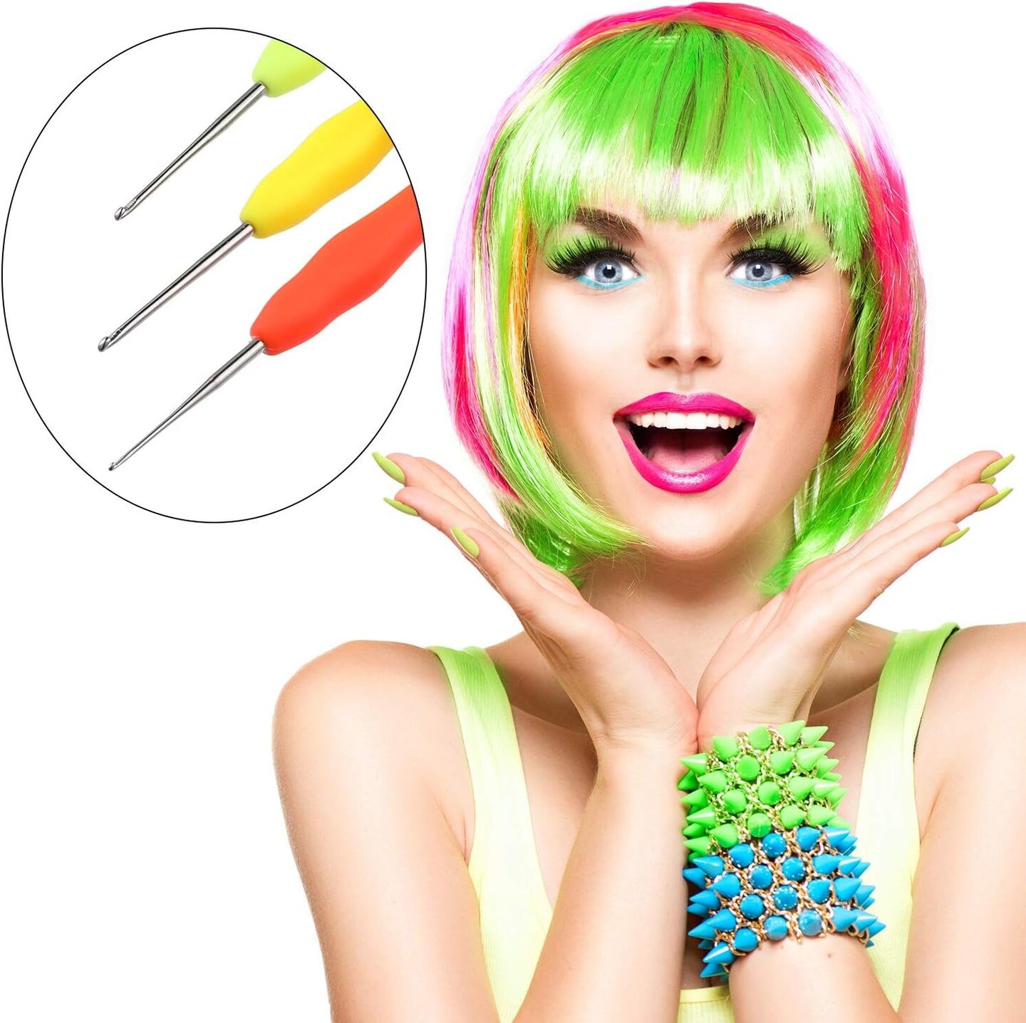 4 Pieces Hair Needles Crochet Hooks Precision Metal Needles Crochet Knitting Needles with Soft Handles, 1 Mm, 1.25 Mm, 1.5 Mm, 1.75 Mm, 4 Colors