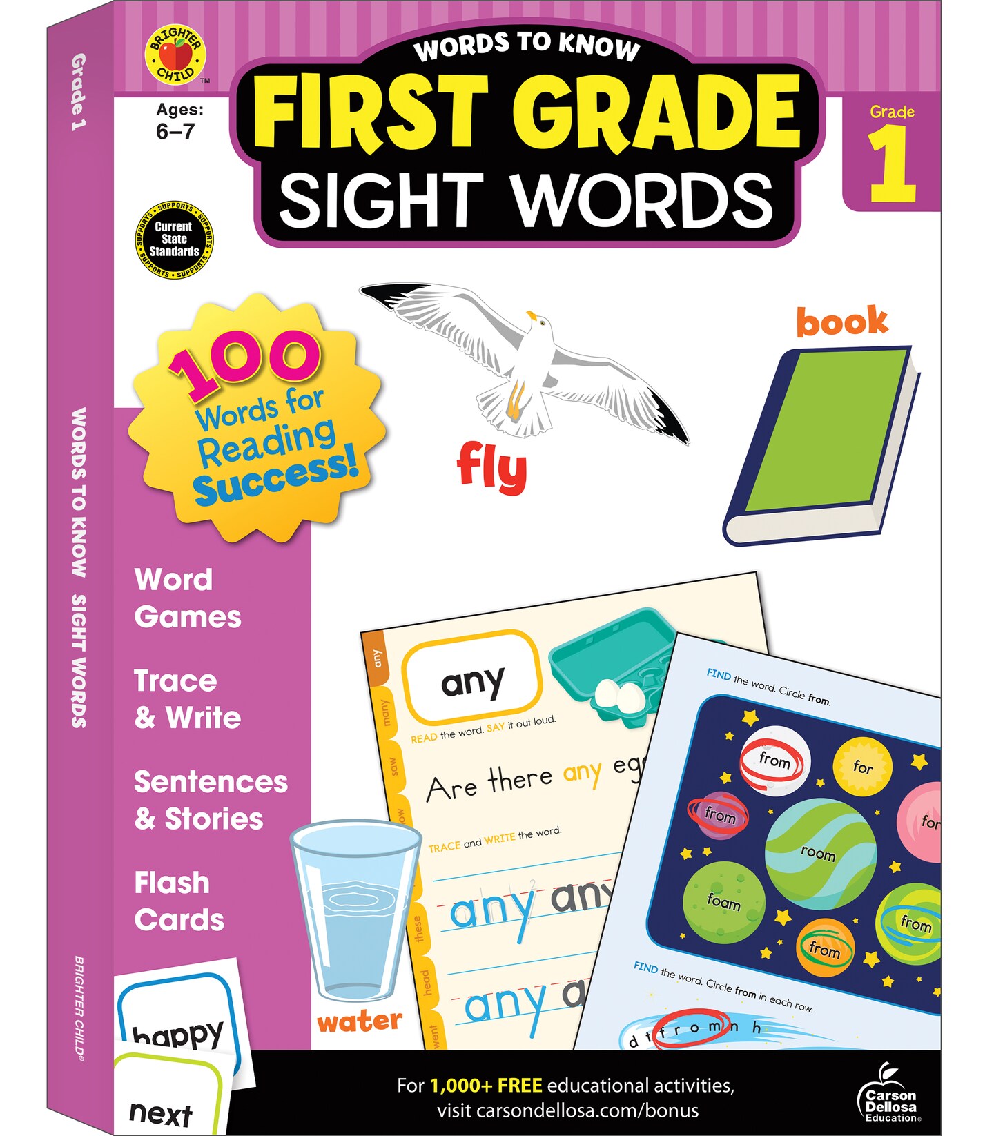 Carson Dellosa Words to Know Sight Words Workbook for First Grade&#x2014;Reading Activities, Games, Flashcards, Handwriting, Sentences, Stories and Coloring Practice (320 pgs)