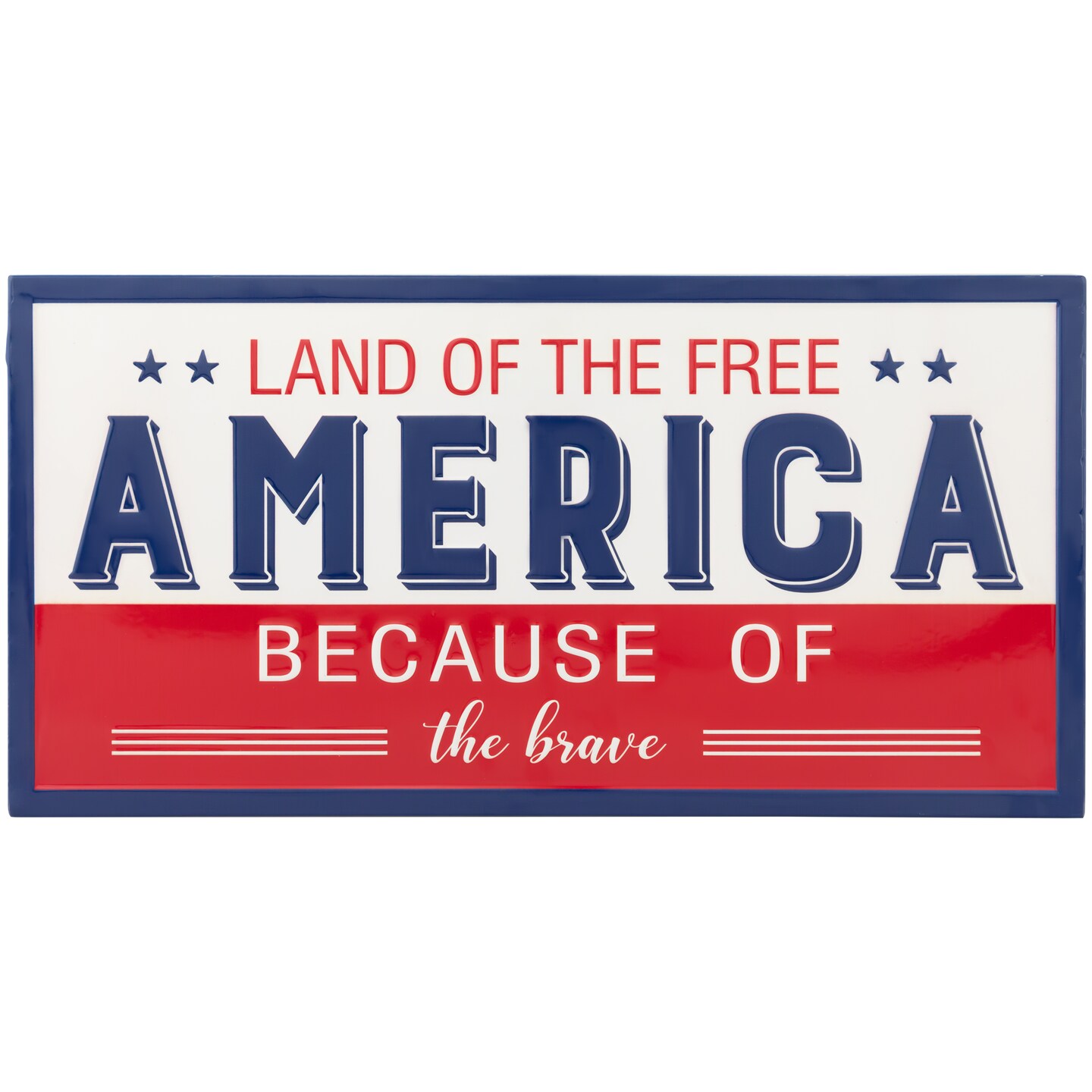 Northlight Land of the Free Because of the Brave Patriotic Metal Wall Sign - 20&#x22;