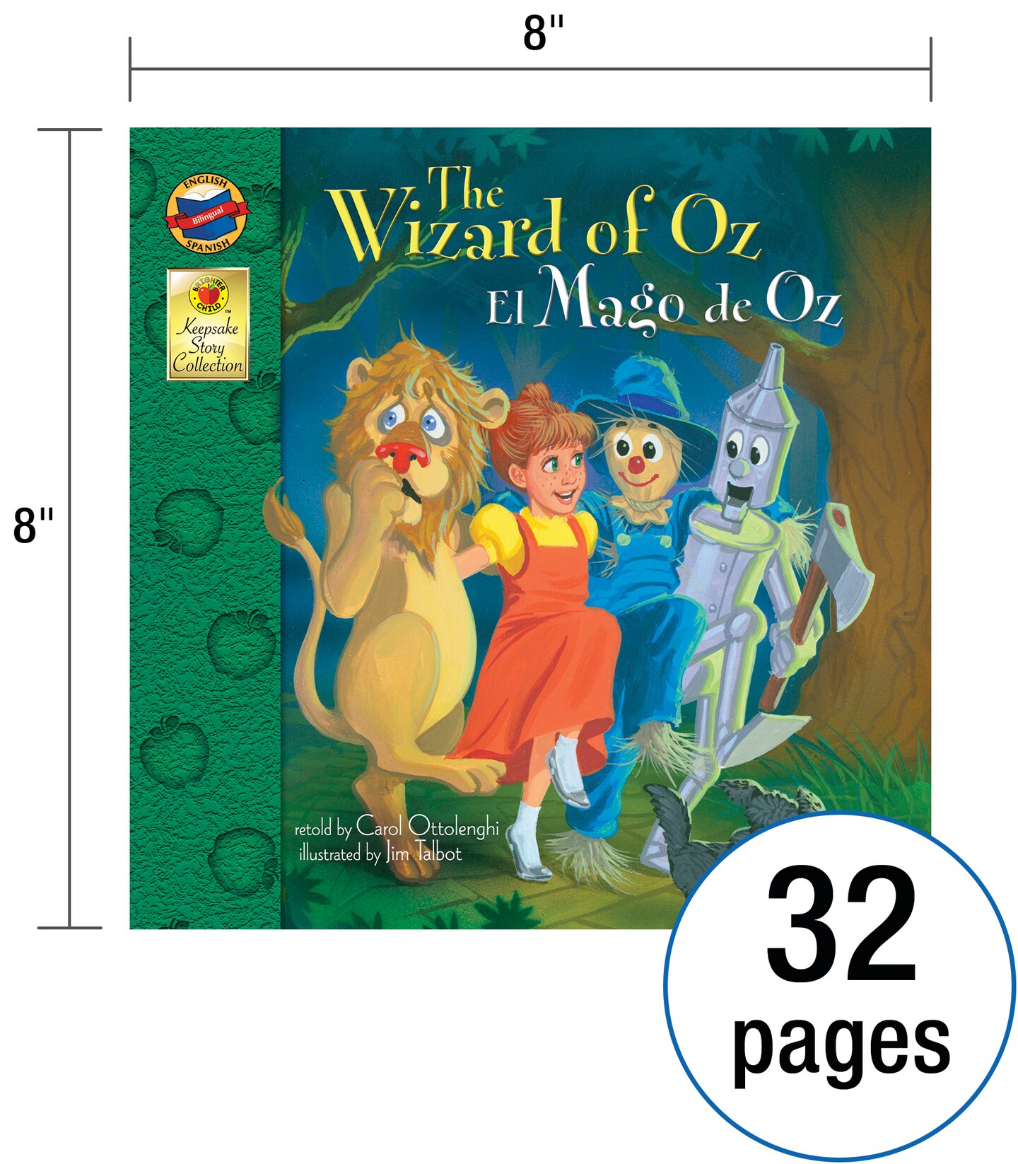 Carson Dellosa El Mago de Oz (The Wizard of Oz), Bilingual Children&#x27;s Book Spanish/English, Guided Reading Level K