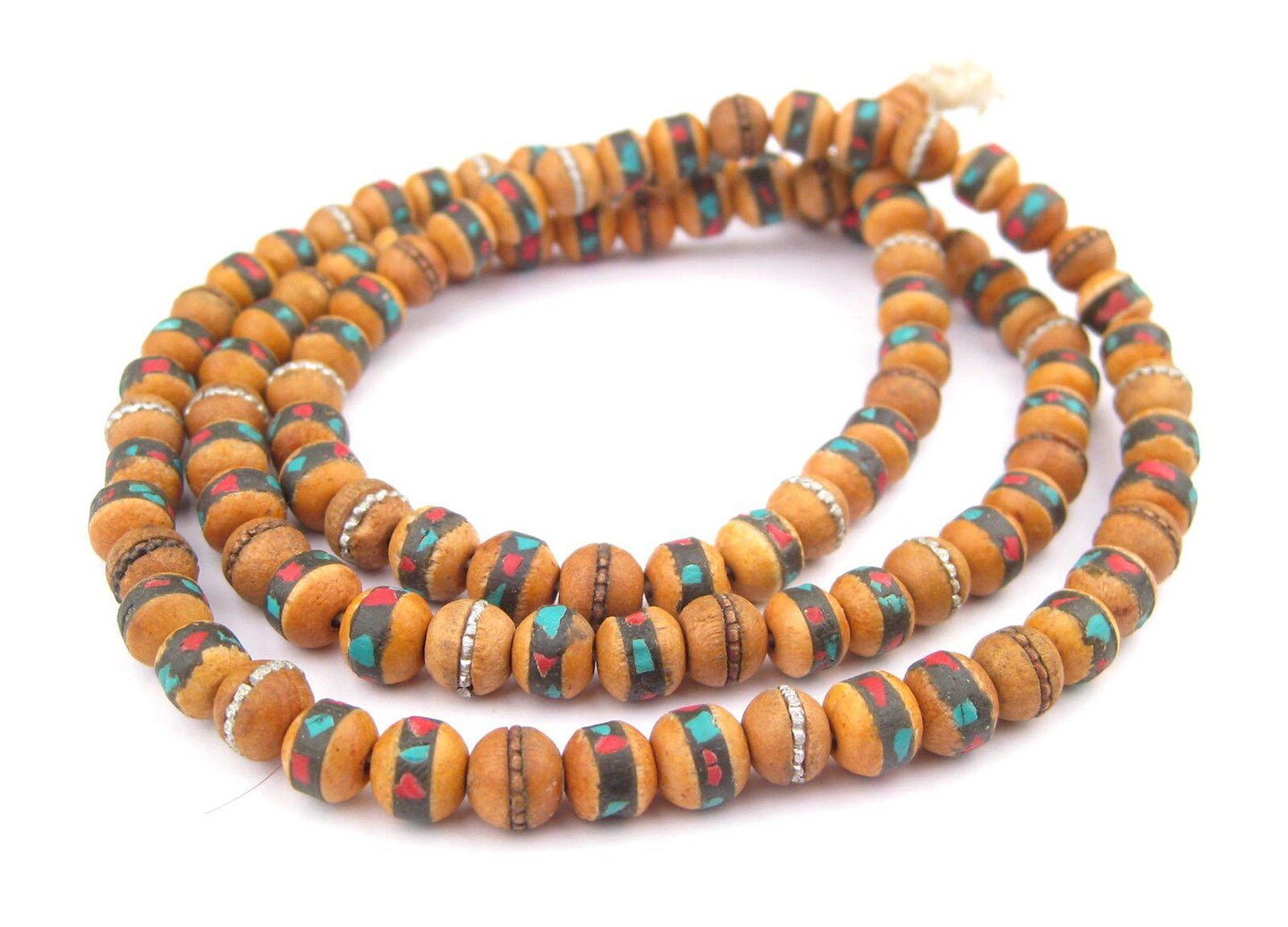 8mm Inlaid Sandalwood Mala Beads: Fragrant Aromatic Wooden Meditation Beads for Yoga, Jewelry, Necklace, Chanting Genuine Nepal Product The Bead Chest