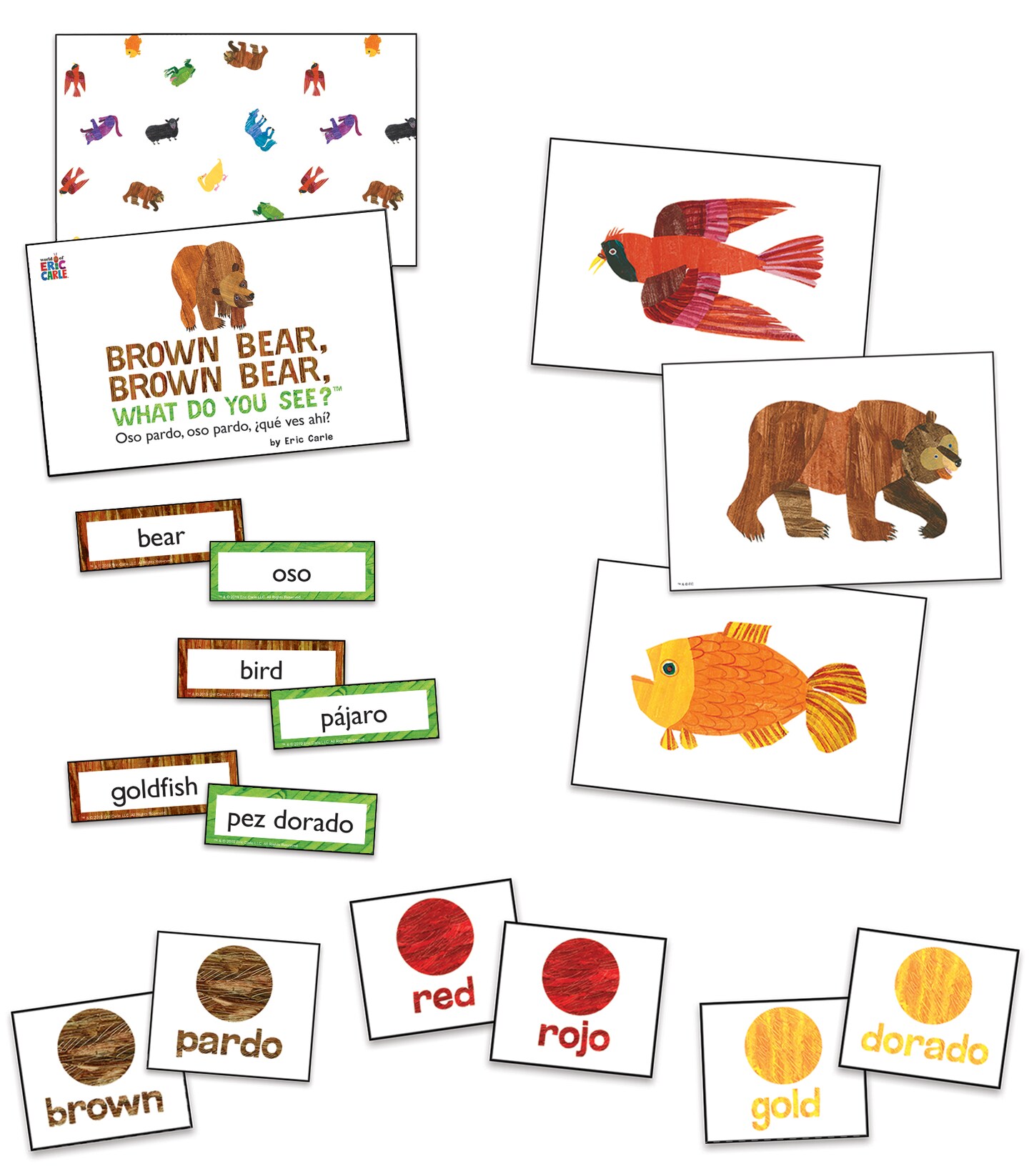 World of Eric Carle Brown Bear, Brown Bear, What Do You See? Spanish Flash Cards for Toddlers, 54 Bilingual English and Spanish Flash Cards for Kids, Picture, Color Word, Character Spanish Flash Cards