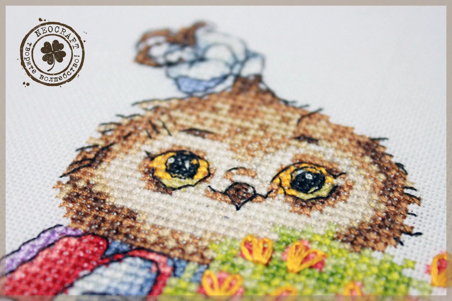 Owl with Flowers SV-16 Counted Cross-Stitch Kit