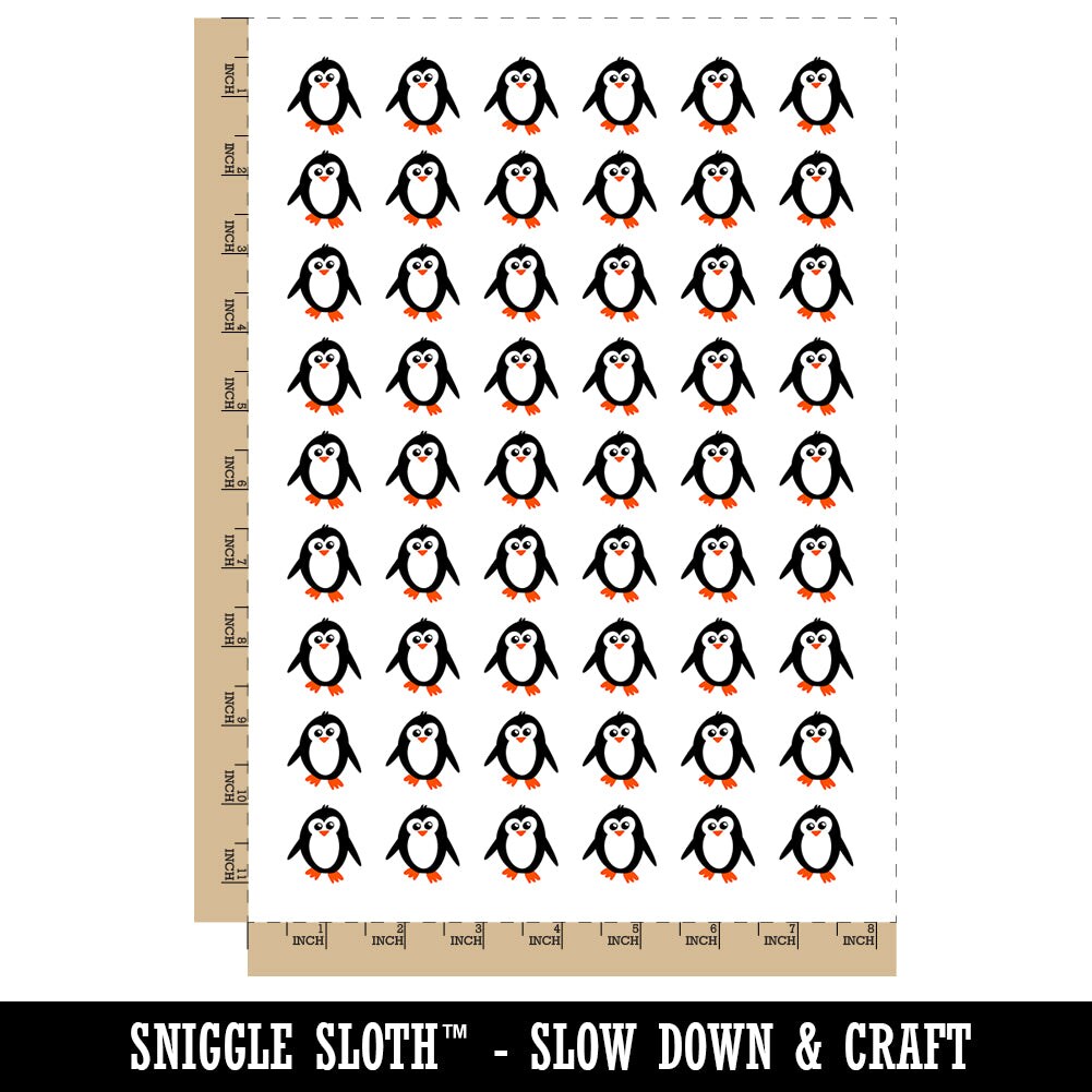 Peaky Penguin Doodle Temporary Tattoo Water Resistant Fake Body Art Set Collection (1 Sheet)