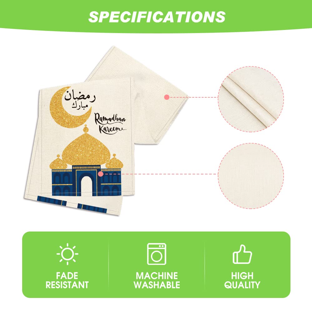 Ramadan Table Runner, Seasonal Bling Bling Moon and Star Holiday Kitchen Dining Table Runners for Home Party Decor 13 x 72 Inch