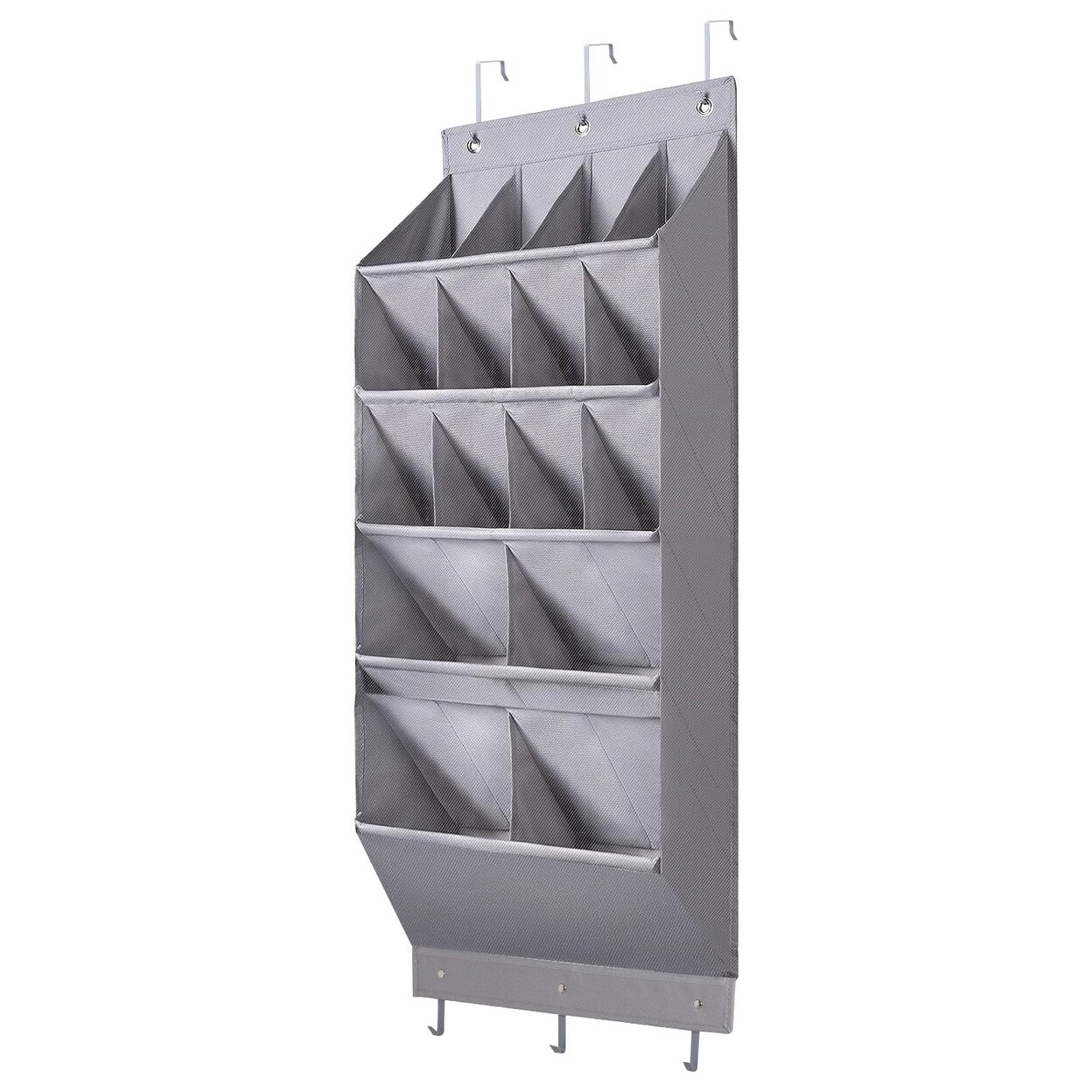 SKUSHOPS 16 Pockets Over The Door Shoe Organizer 5 Tier Shoe Rack for Door with 6 Hooks Behind Door Hanging Storage Shelf for