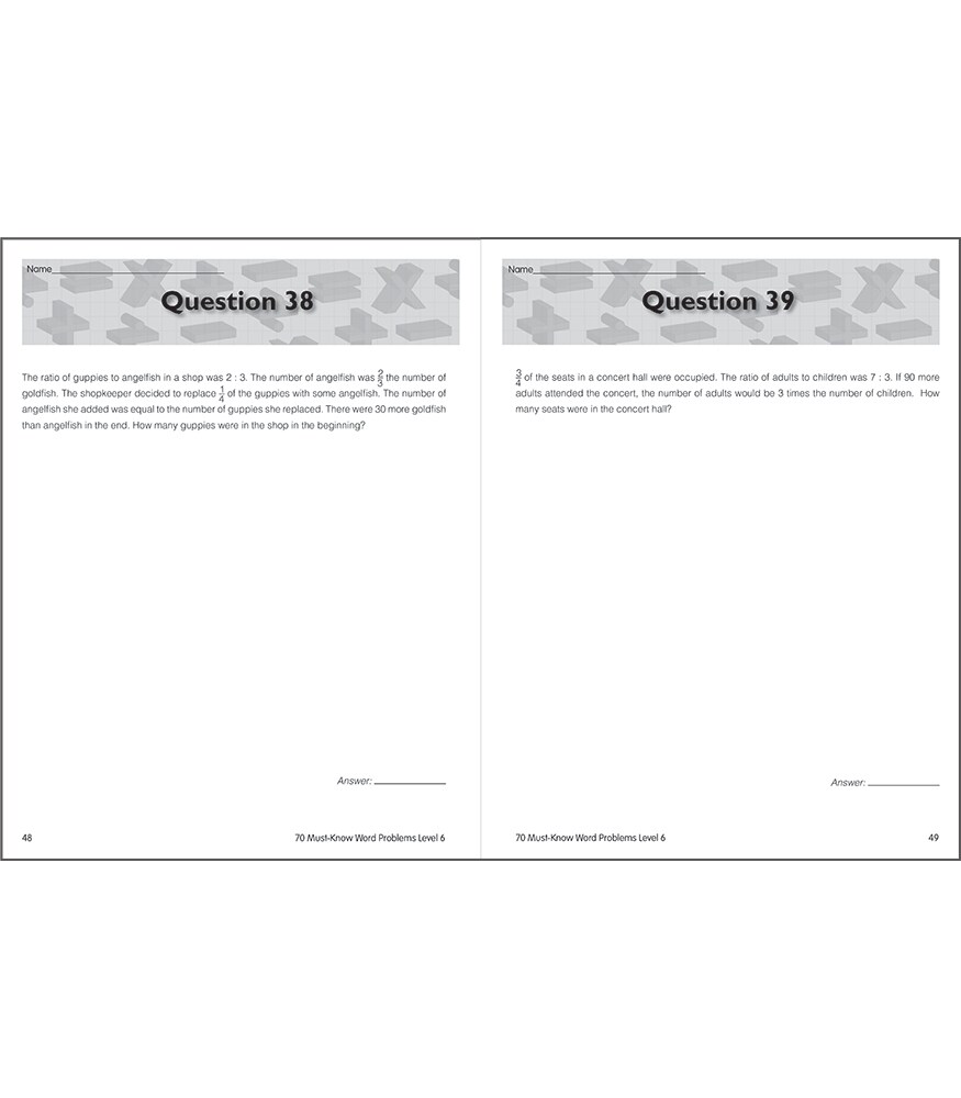 Singapore Math &#x2013; 70 Must-Know Word Problems Workbook for 7th Grade Math, Paperback, Ages 12&#x2013;13 with Answer Key