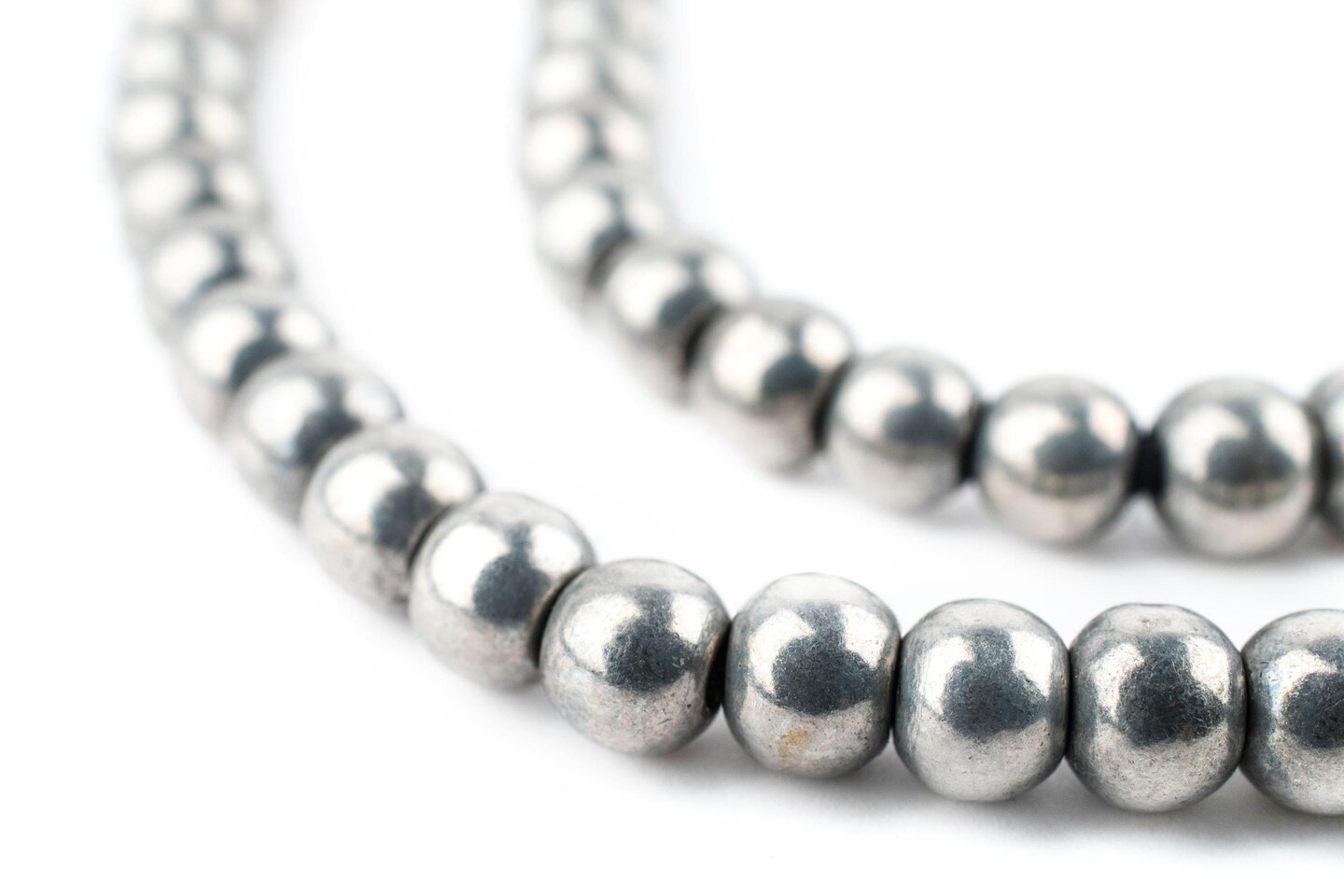The Bead Chest Silver Round Sphere Beads 6mm, Full Strand of Quality Metal Spacers for DIY Jewelry Design