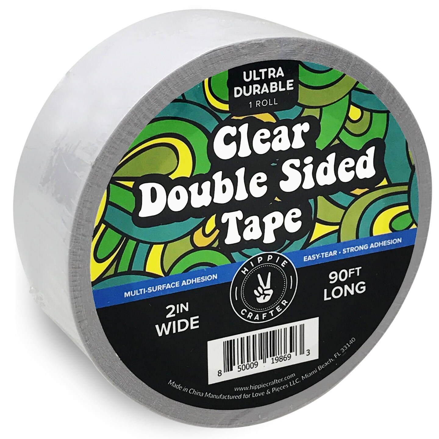 Clear Double Sided Tape for Crafts 2 inch Wide Heavy Duty Adhesive Tape Two Side Strong Sticky Thin Heavy Duty Mounting for Poster Carpet Wall Safe Doublesided Stick - 90FT x 2&#x22;