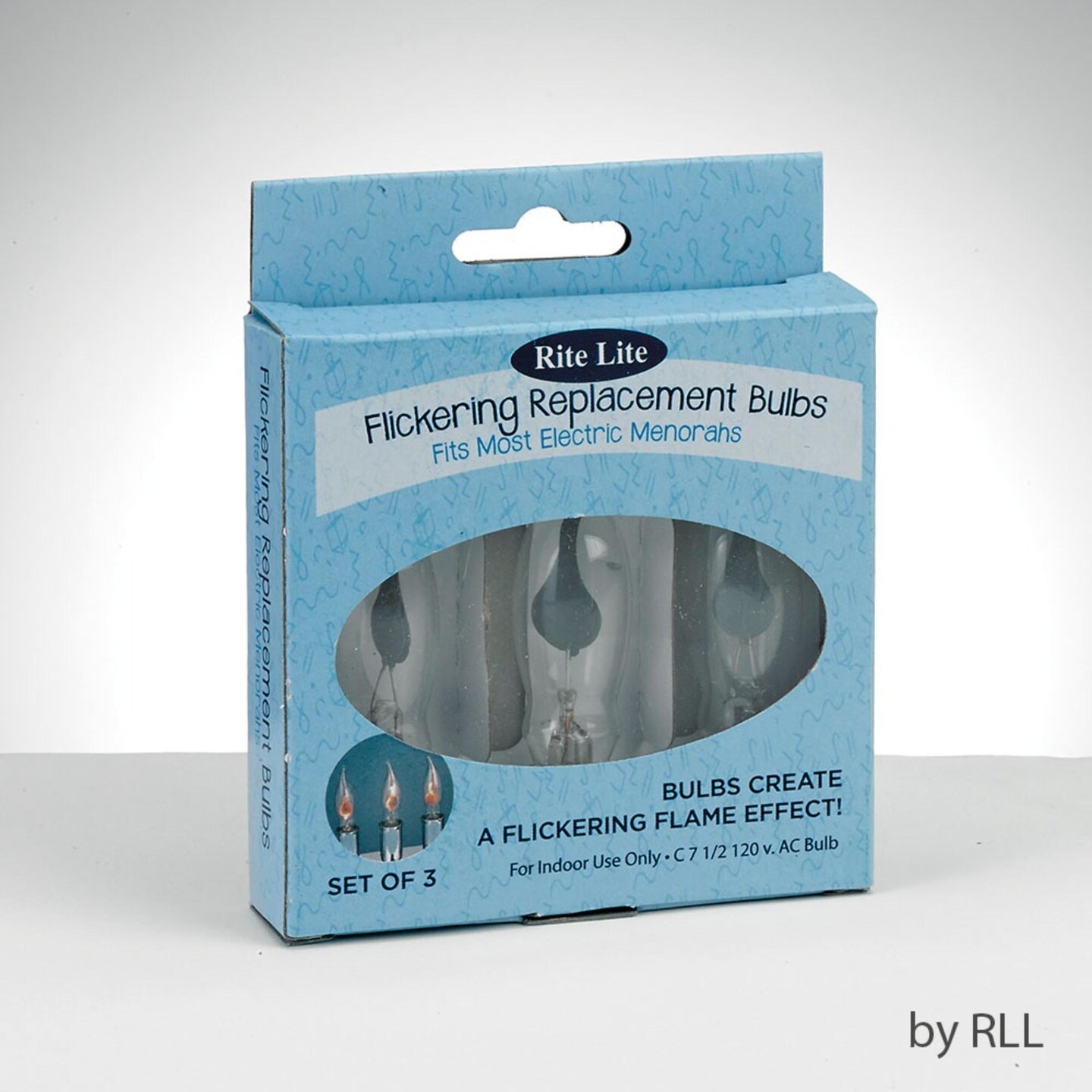 Rite Lite Set of 3 Clear Electric Menorah Flickering Hanukkah Replacement Bulbs 3&#x22;