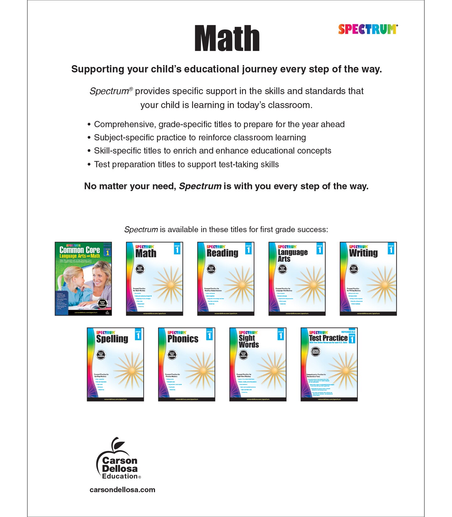 Spectrum 1st Grade Math Workbooks, Ages 6 to 7, Grade 1 Math Workbook, Adding and Subtracting Through 100, Place Value, Fact Families, 2-D and 3-D Shapes - 160 Pages
