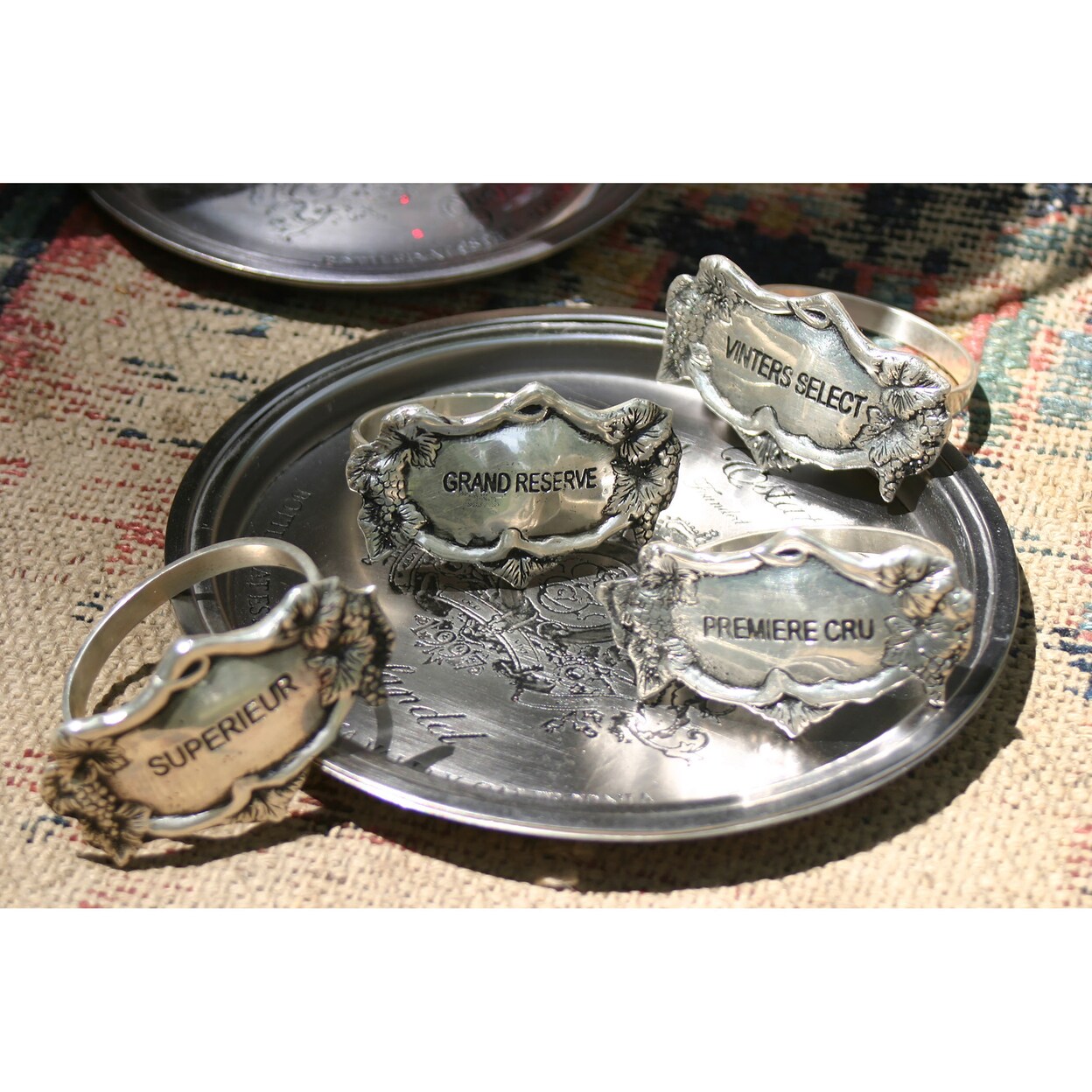 Vineyard Grade Napkin Rings In Antique Silver (Set Of 4)