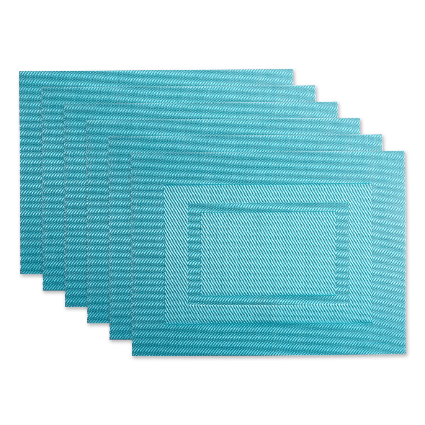 Contemporary Home Living Double Frame Rectangular Table Placemats - 17.25&#x22; - Blue - Set of 6