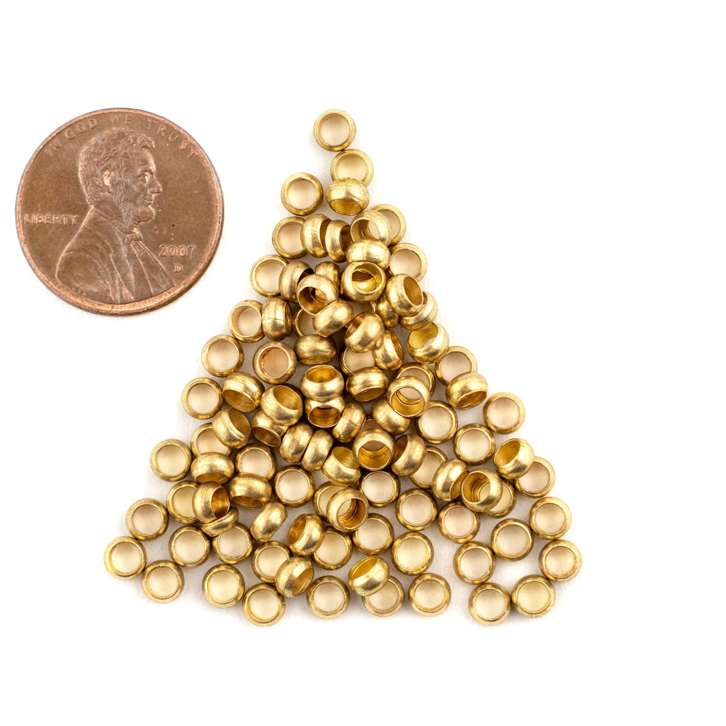 TheBeadChest Round Brass Crimp Beads (4mm, Set of 100)