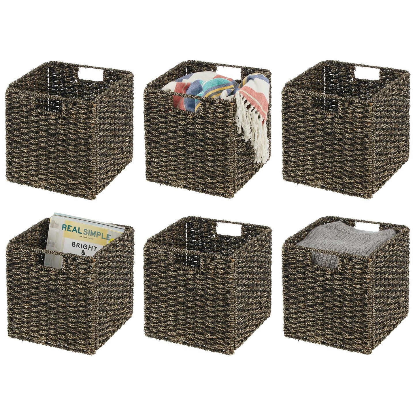 mDesign Woven Seagrass Home Storage Basket for Cube Furniture Michaels
