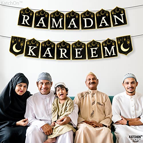 Ramadan Kareem Banner for Ramadan Decorations - 10 Feet, No DIY | Ramadan Mubarak Banner for Ramadan Decorations for Home | Ramadan Banner for Eid Decorations | Black and Gold Ramadan Decor