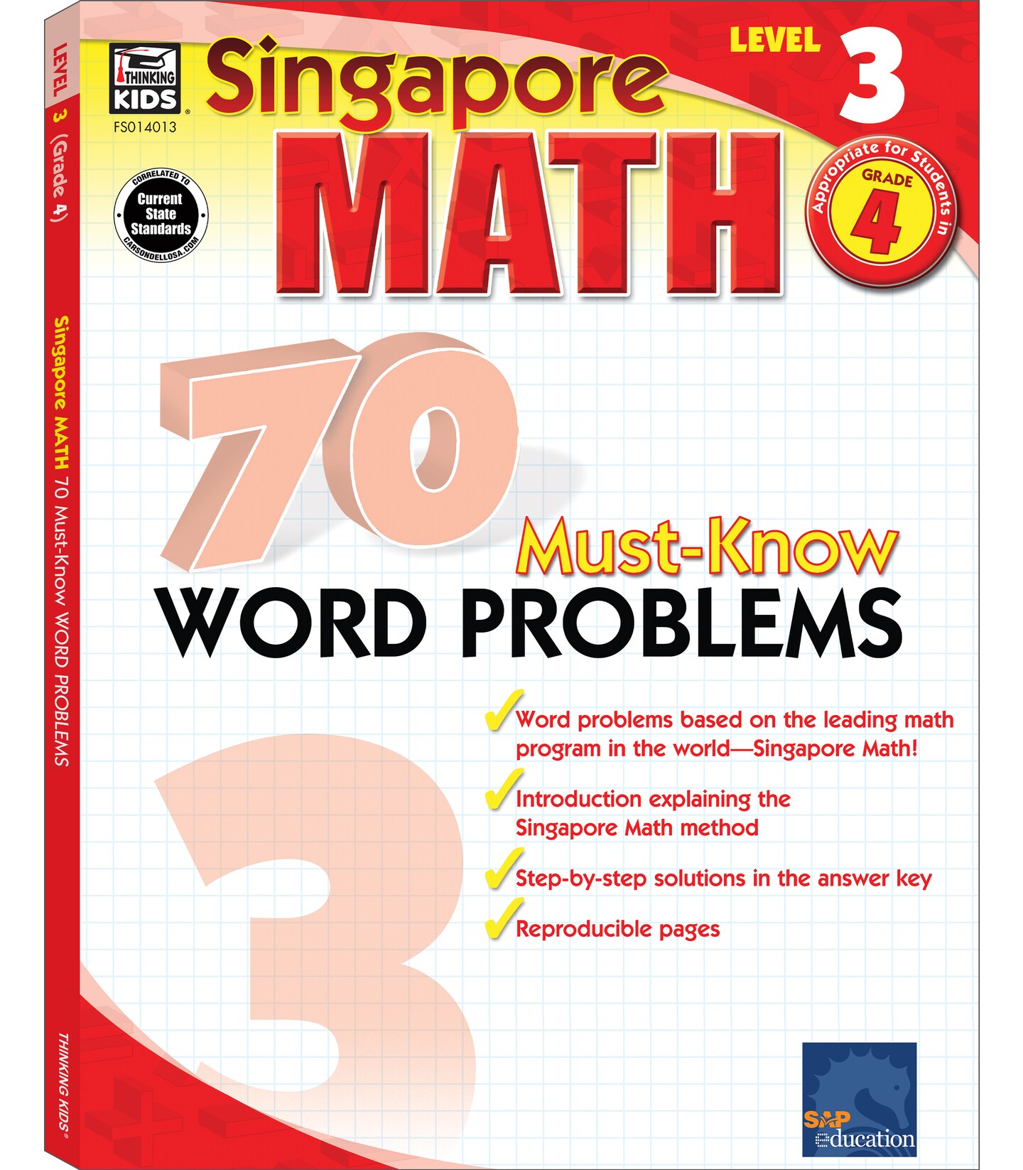 Singapore Math &#x2013; 70 Must-Know Word Problems Workbook for 4th Grade Math, Paperback, Ages 9&#x2013;10 with Answer Key