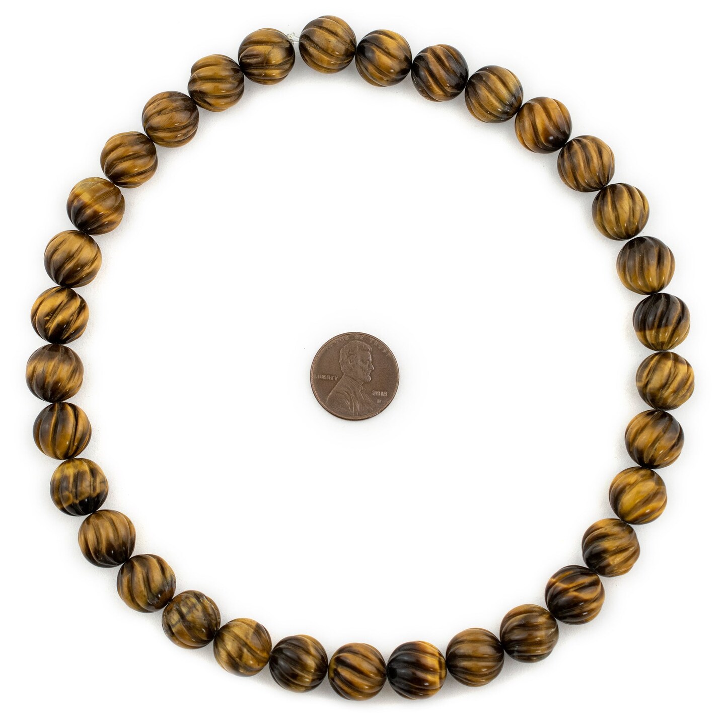 TheBeadChest Carved Swirl Round Tiger Eye Beads (12mm)