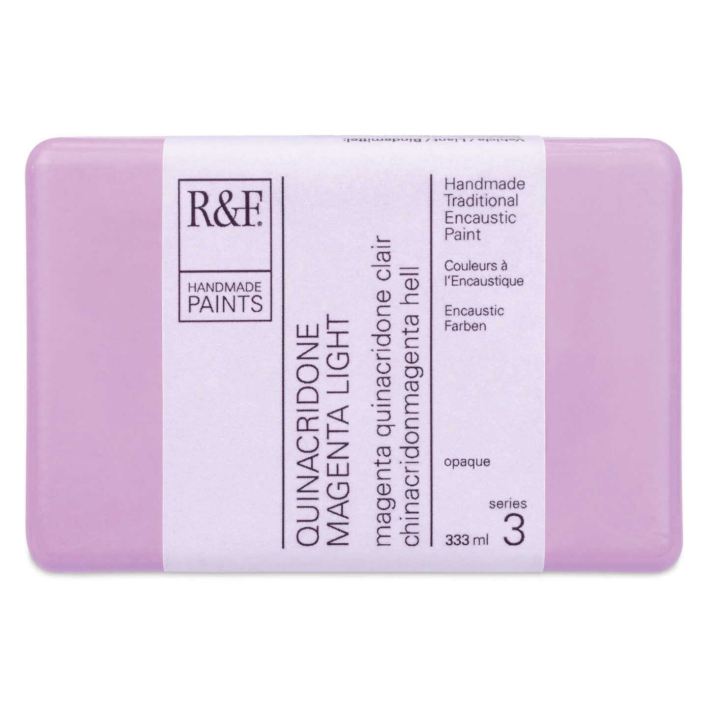 R&#x26;F Encaustic Paint Block - Quinacridone Magenta Light, 333 ml block