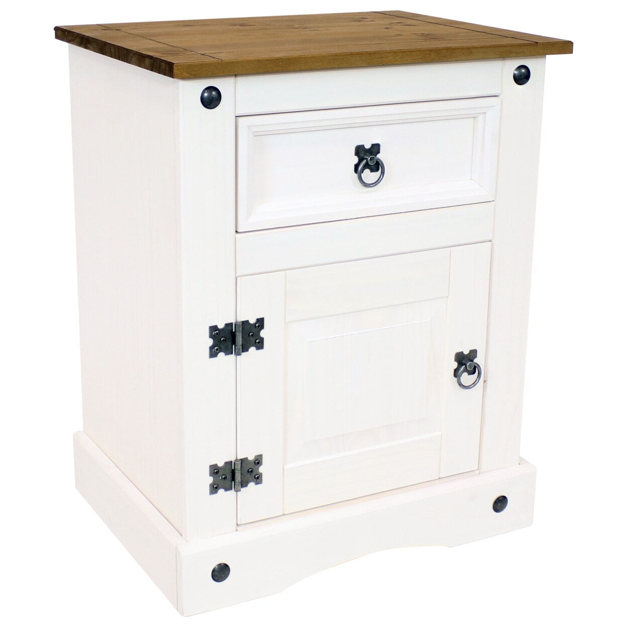 Sunnydaze Solid Pine End Table With Drawer And Door - White - 26 In