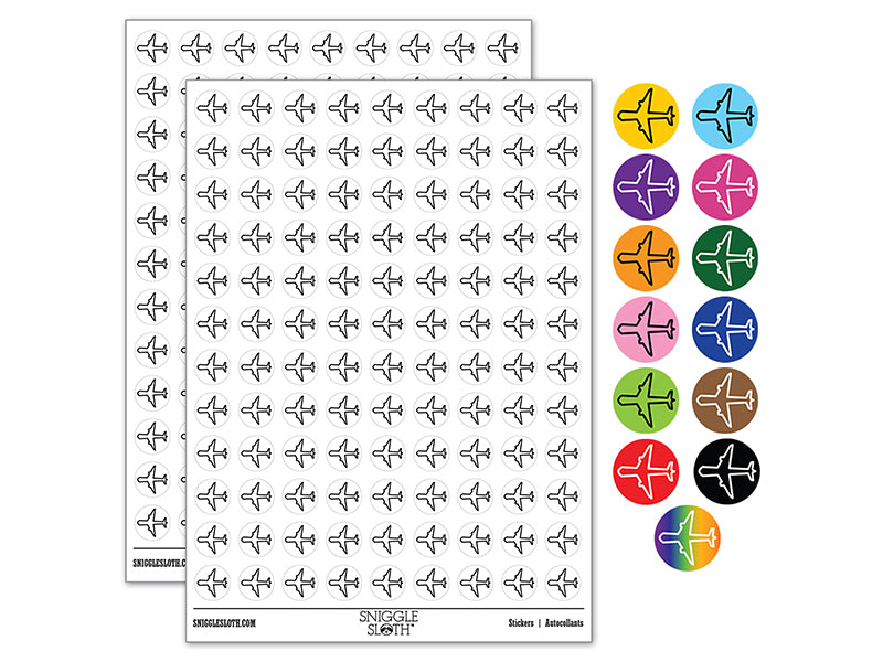 Airplane Outline 200+ 0.50&#x22; Round Stickers